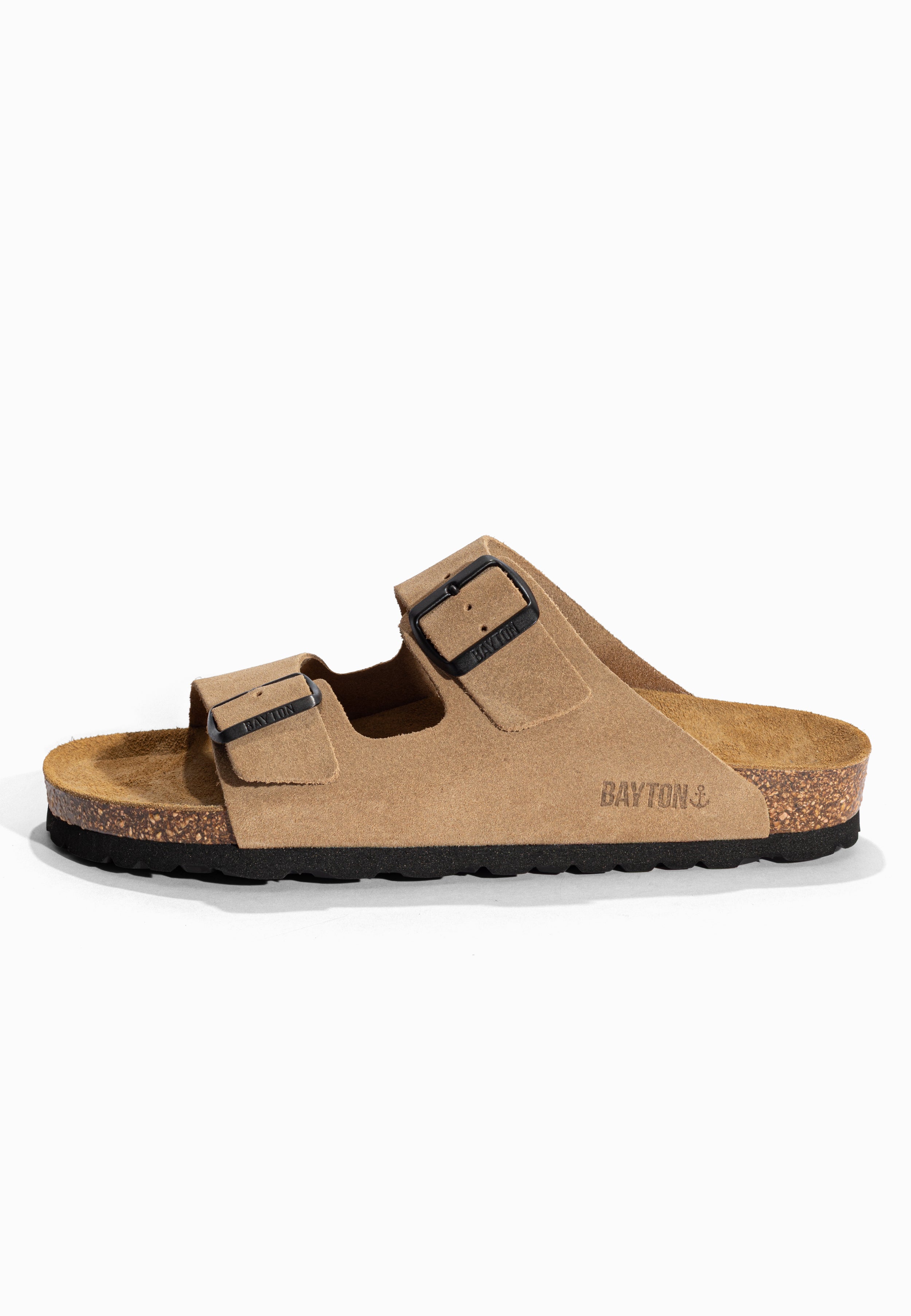 Sandales 2 Brides Atlas Beige en Cuir Suédé Bayton pour Homme