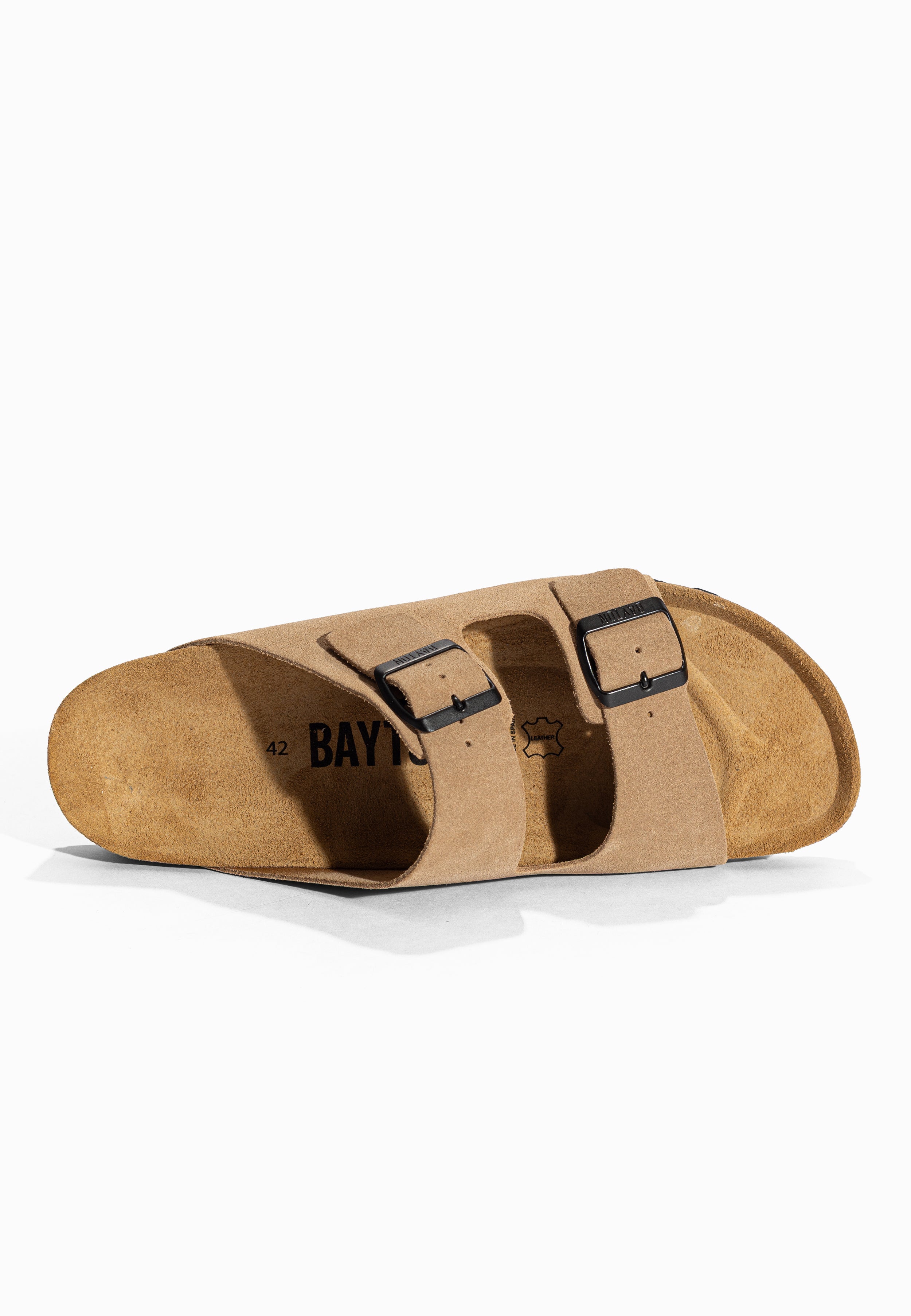 Sandales 2 Brides Atlas Beige en Cuir Suédé Bayton pour Homme