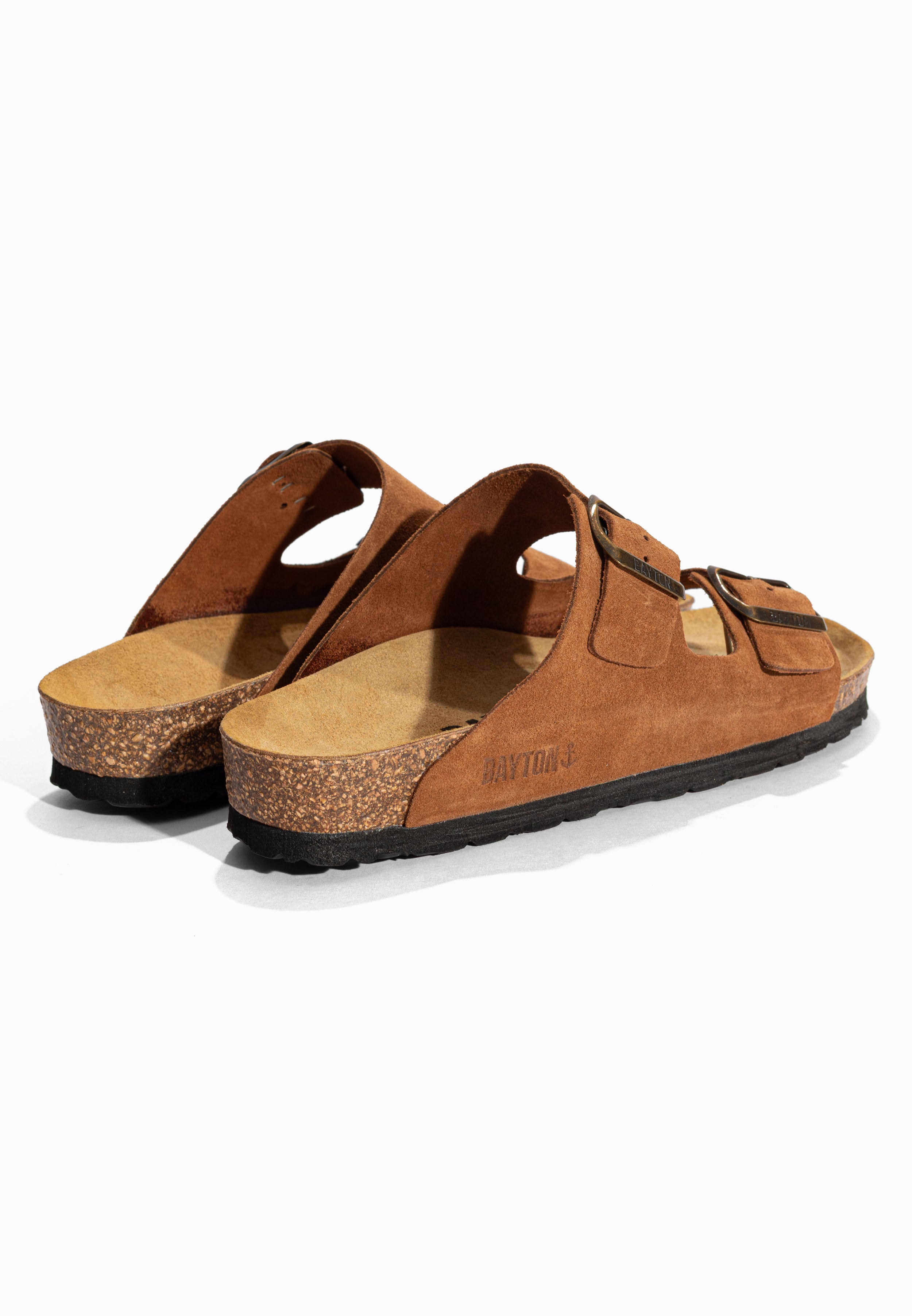 Sandales 2 Brides Atlas Camel en Cuir Suédé Bayton pour Homme