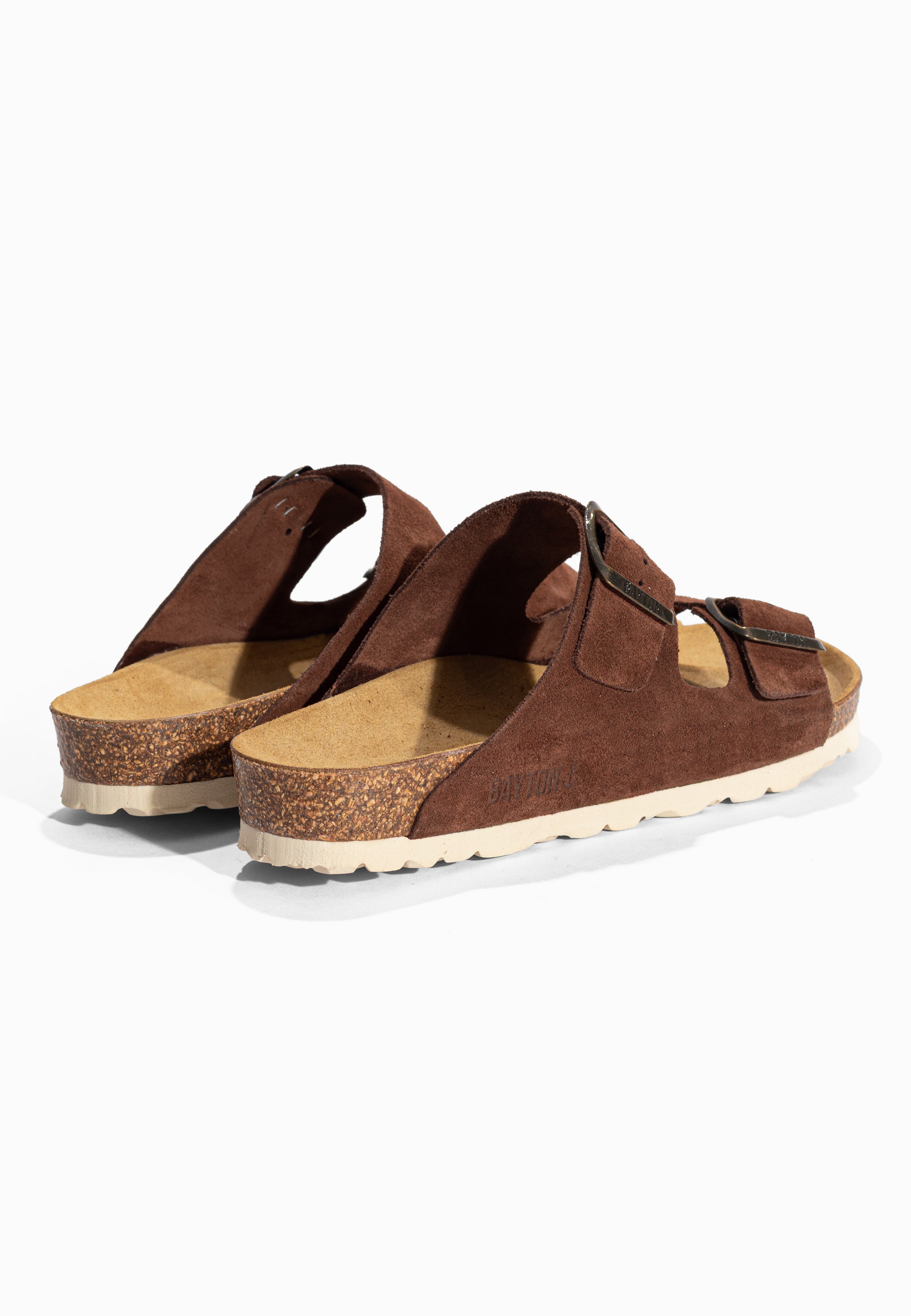 Sandales 2 Brides Atlas Marron en Cuir Suédé Bayton pour Homme