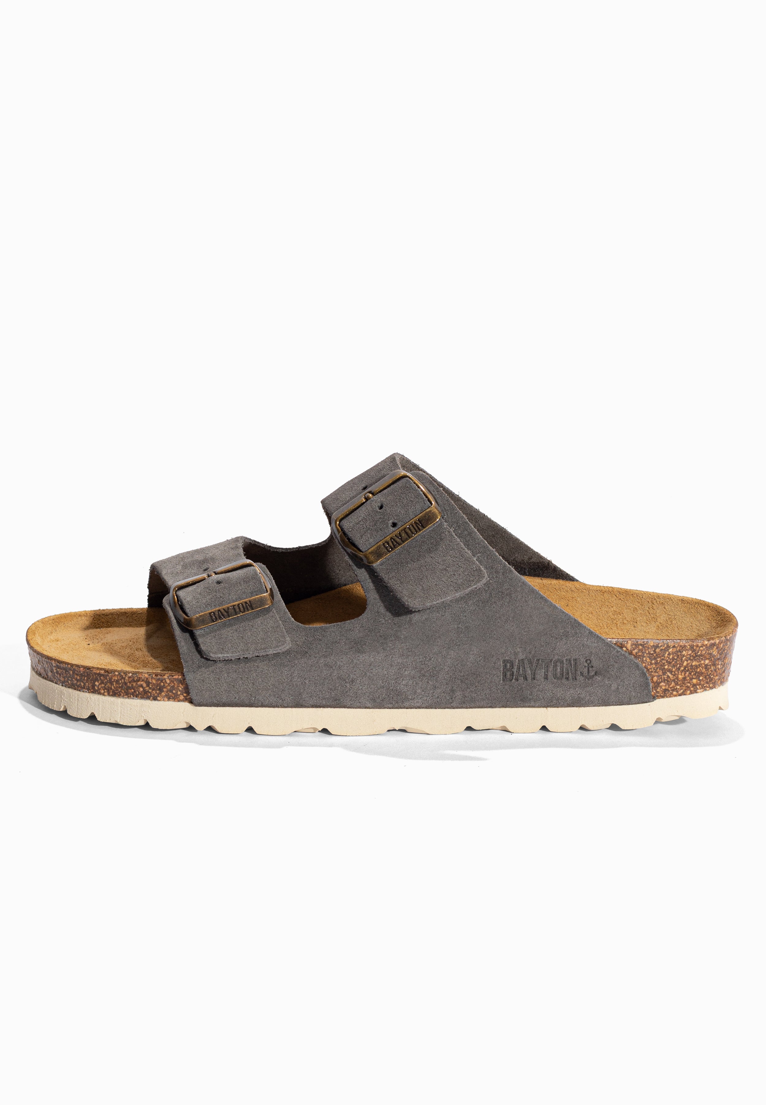 Sandales 2 Brides Atlas Gris en Cuir Suédé Bayton pour Homme