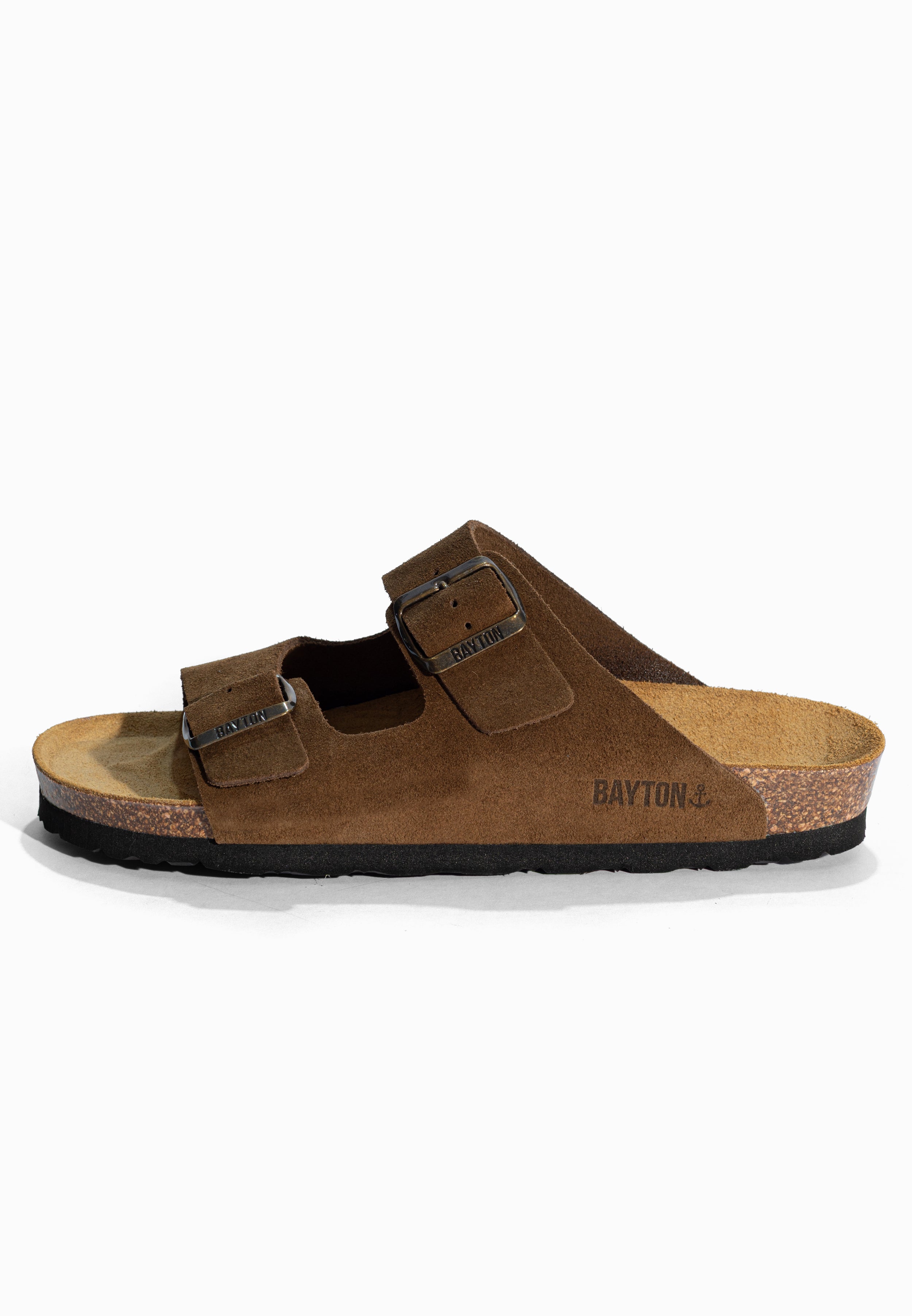Sandales 2 Brides Atlas Marron en Cuir Suédé Bayton pour Homme