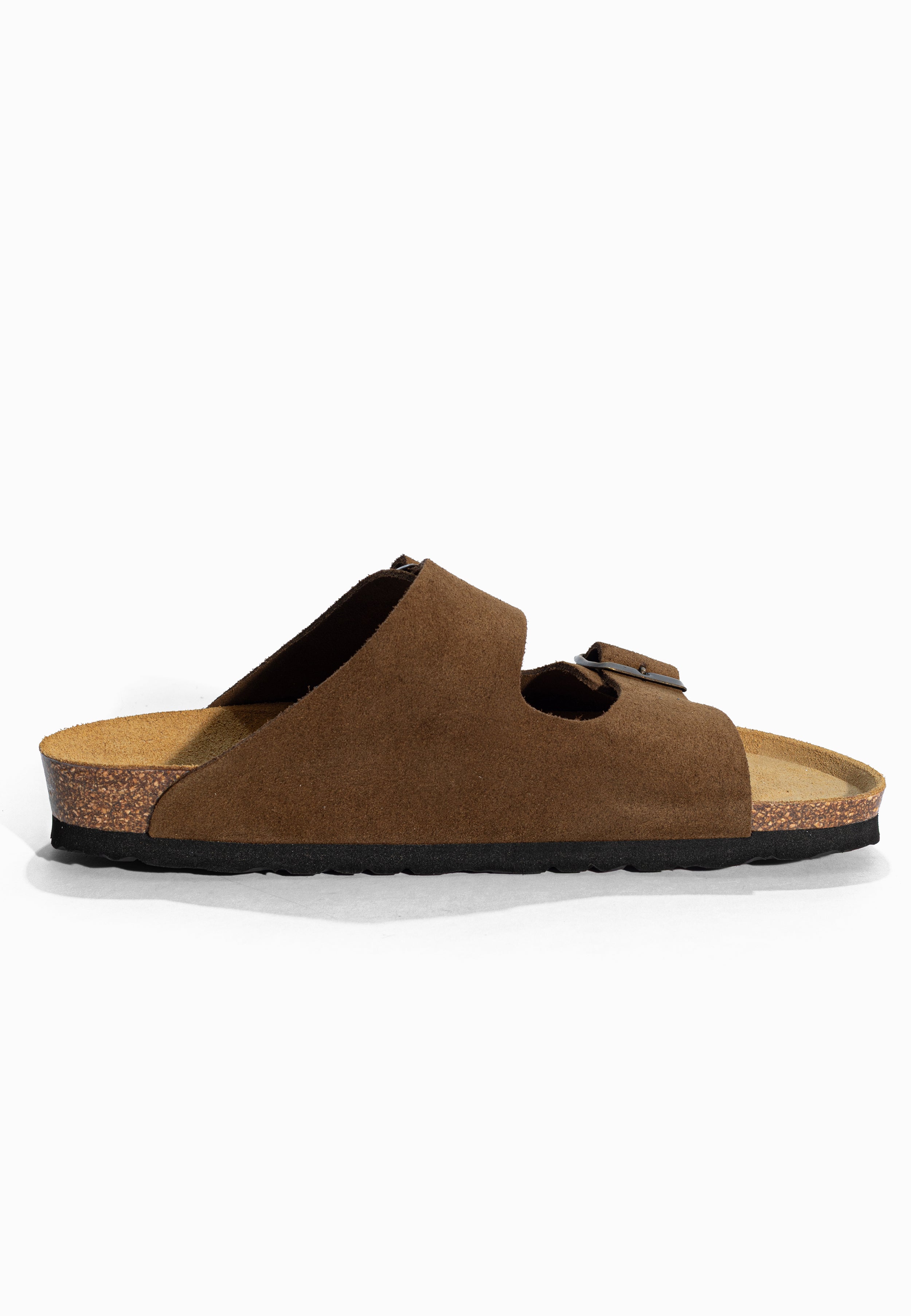 Sandales 2 Brides Atlas Marron en Cuir Suédé Bayton pour Homme