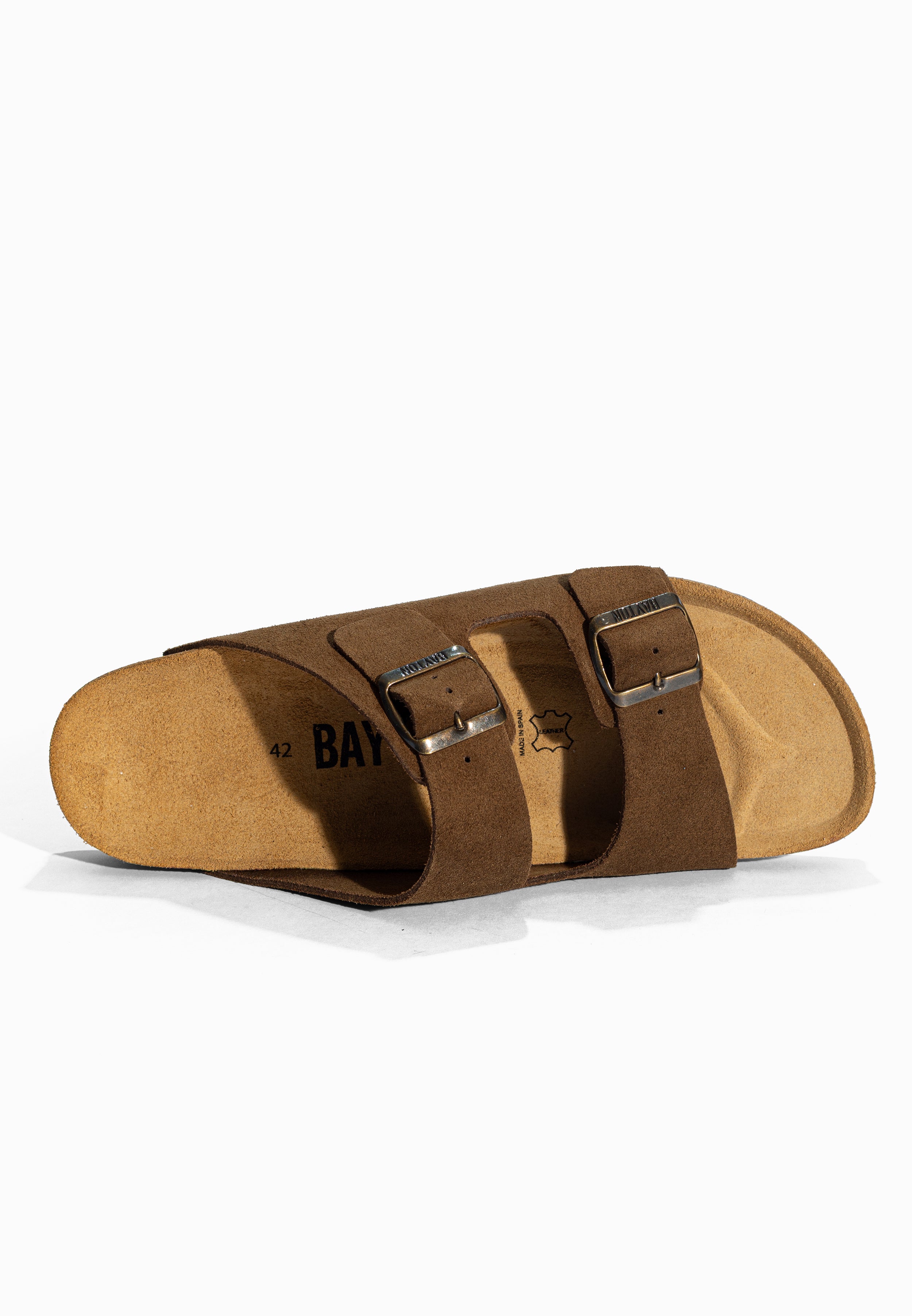 Sandales 2 Brides Atlas Marron en Cuir Suédé Bayton pour Homme