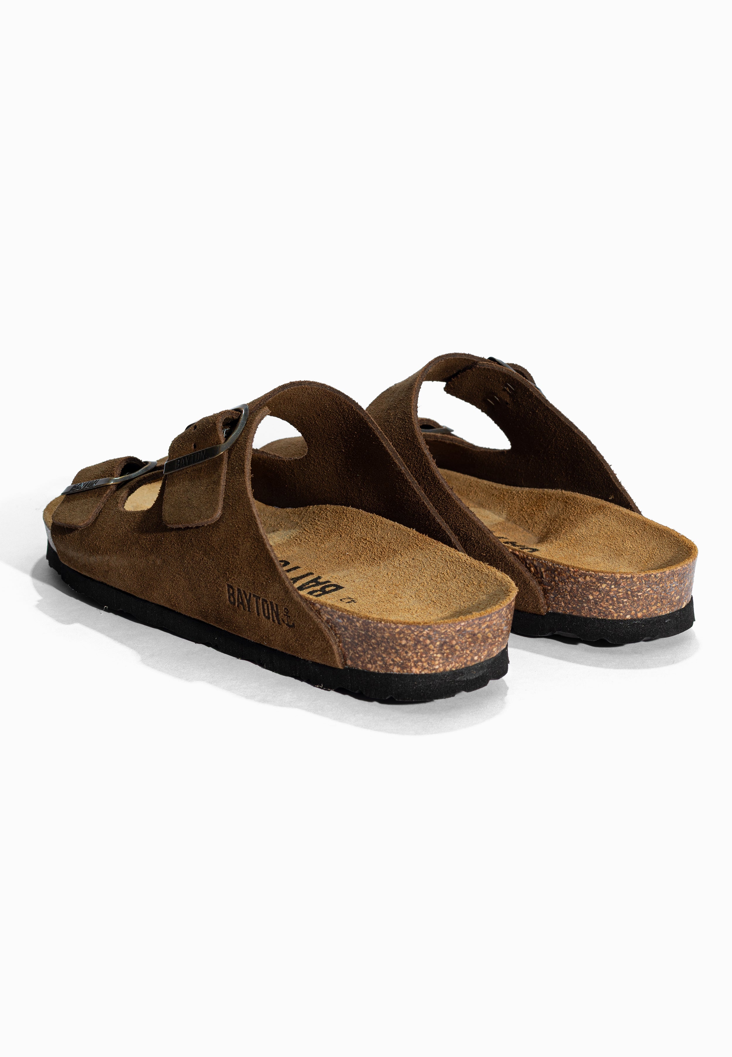 Sandales 2 Brides Atlas Marron en Cuir Suédé Bayton pour Homme