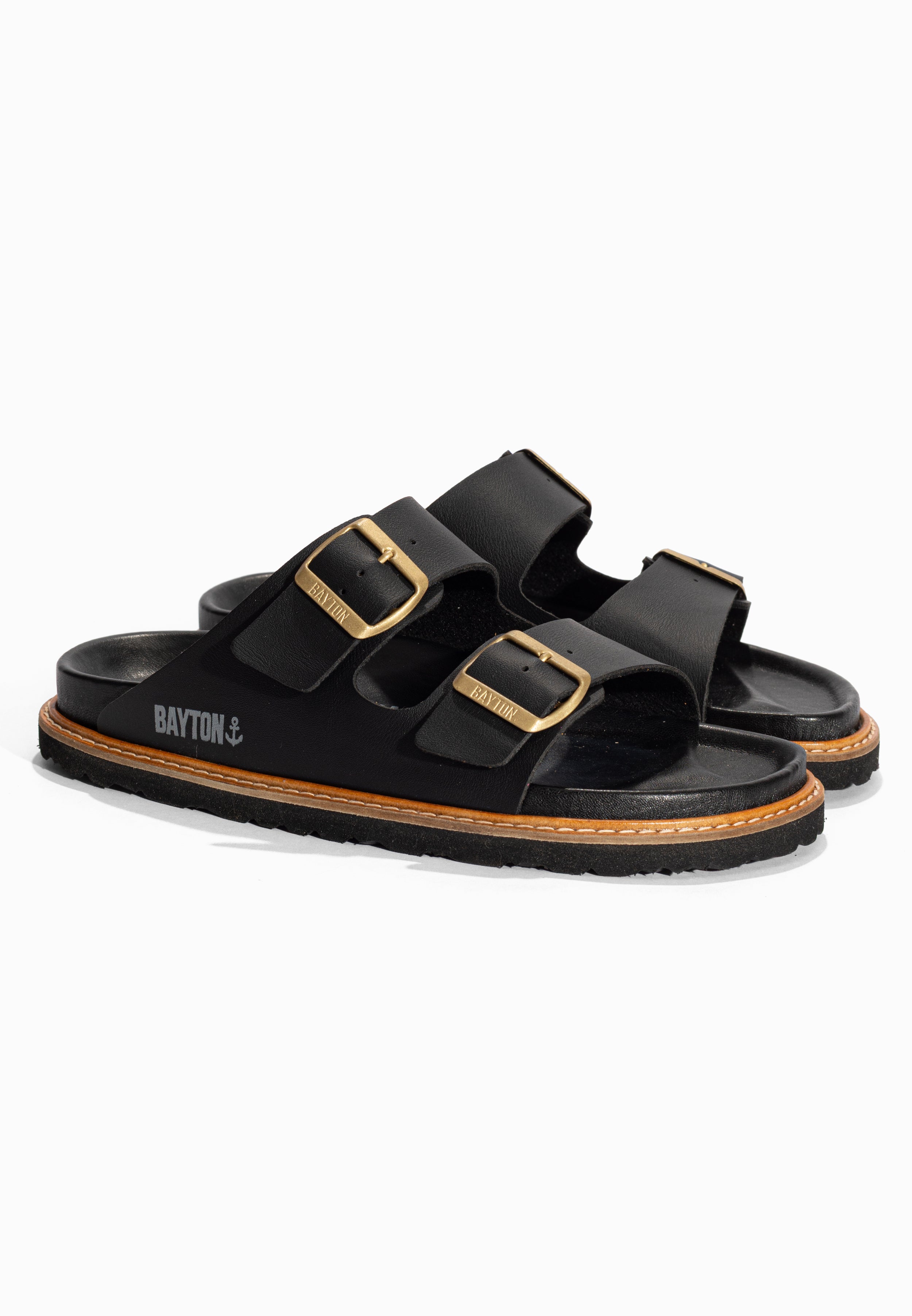 Sandales 2 Brides Atila Noir Bayton pour Femme