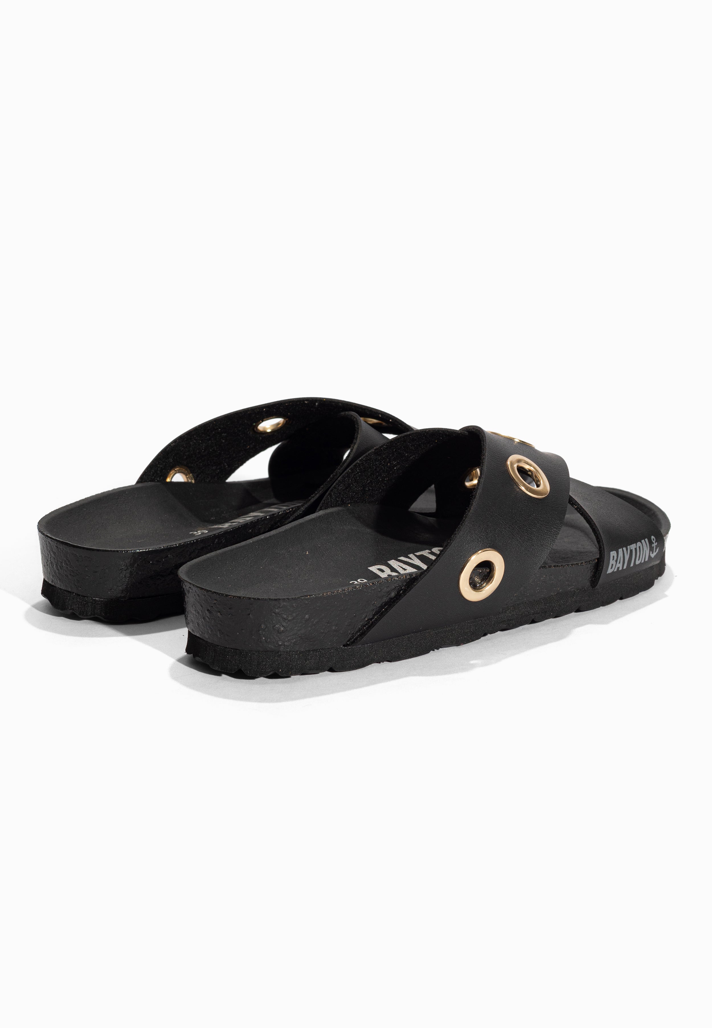 Sandales 2 Brides Burdy Noir Bayton pour Femme