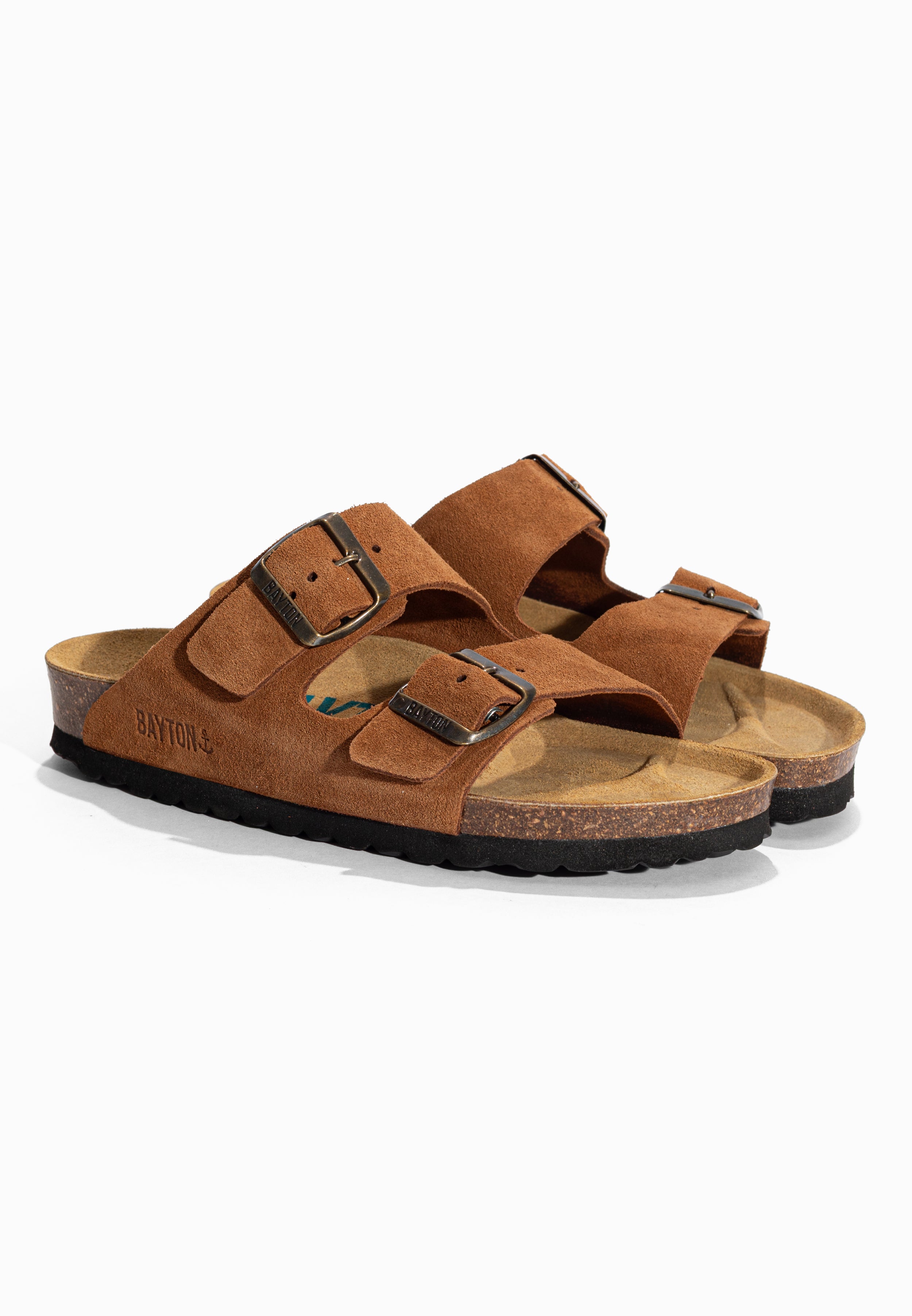 Sandales 2 Brides Atlas Camel en Cuir Suédé Bayton pour Homme