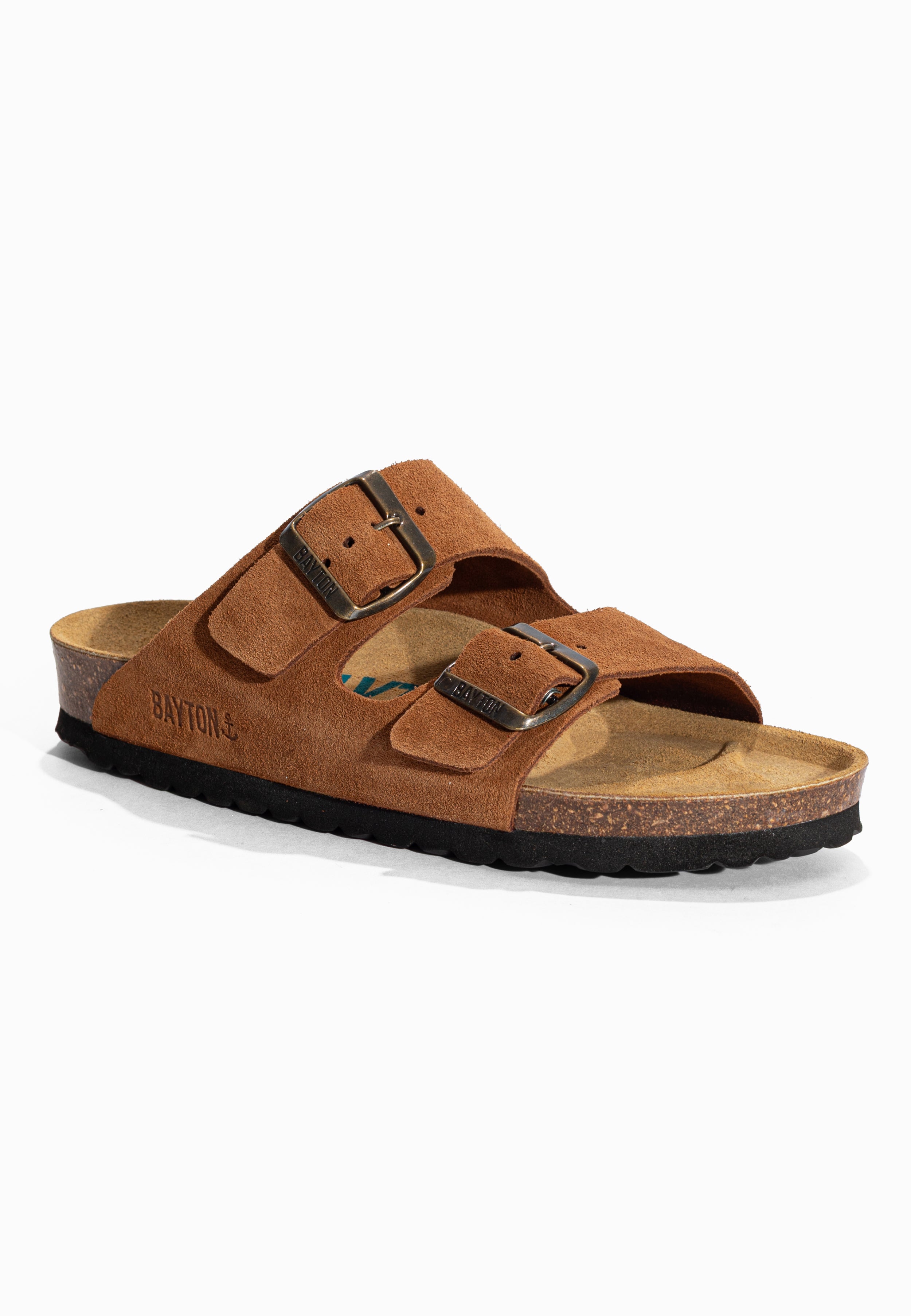 Sandales 2 Brides Atlas Camel en Cuir Suédé Bayton pour Homme
