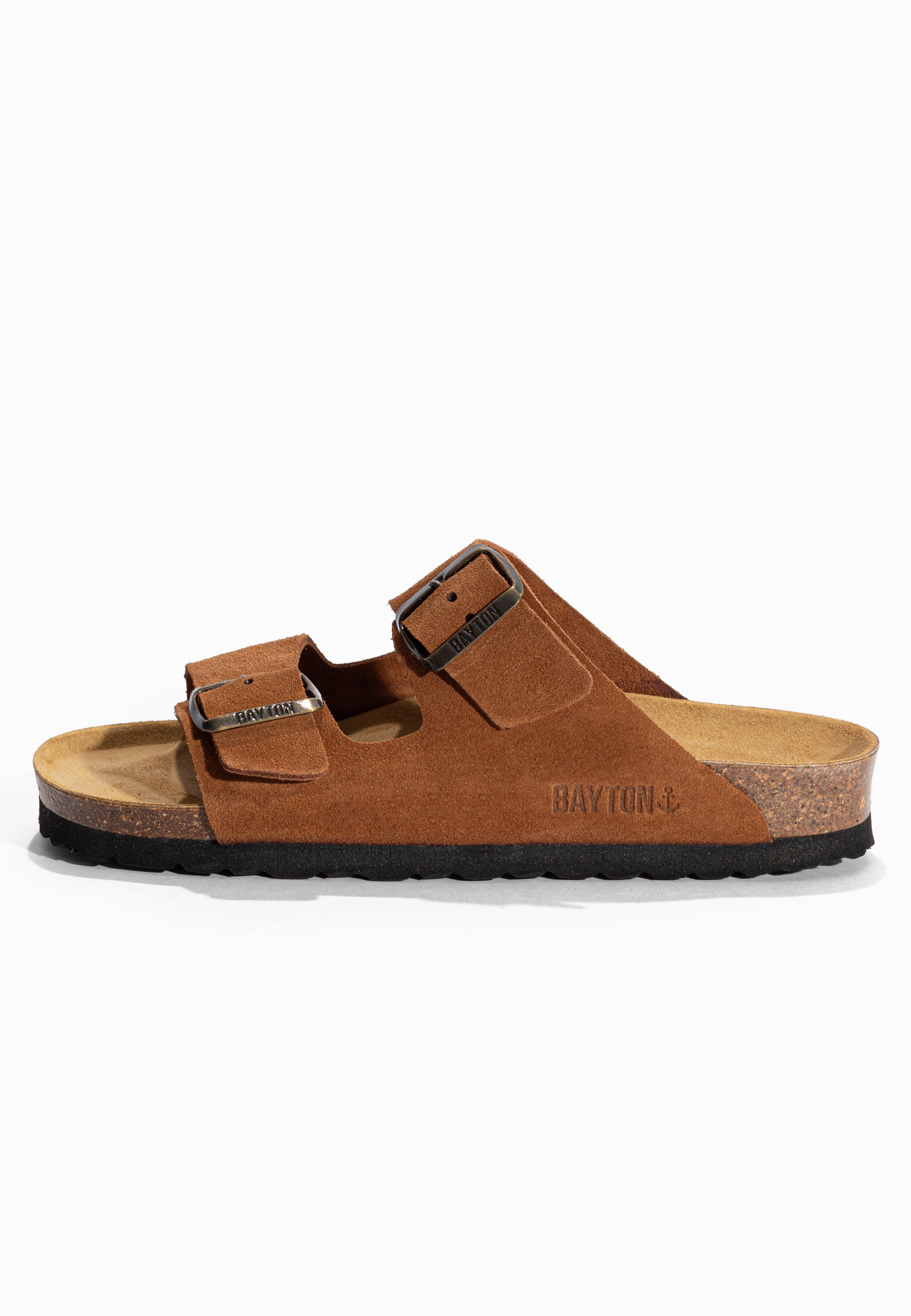 Sandales 2 Brides Atlas Camel en Cuir Suédé Bayton pour Homme