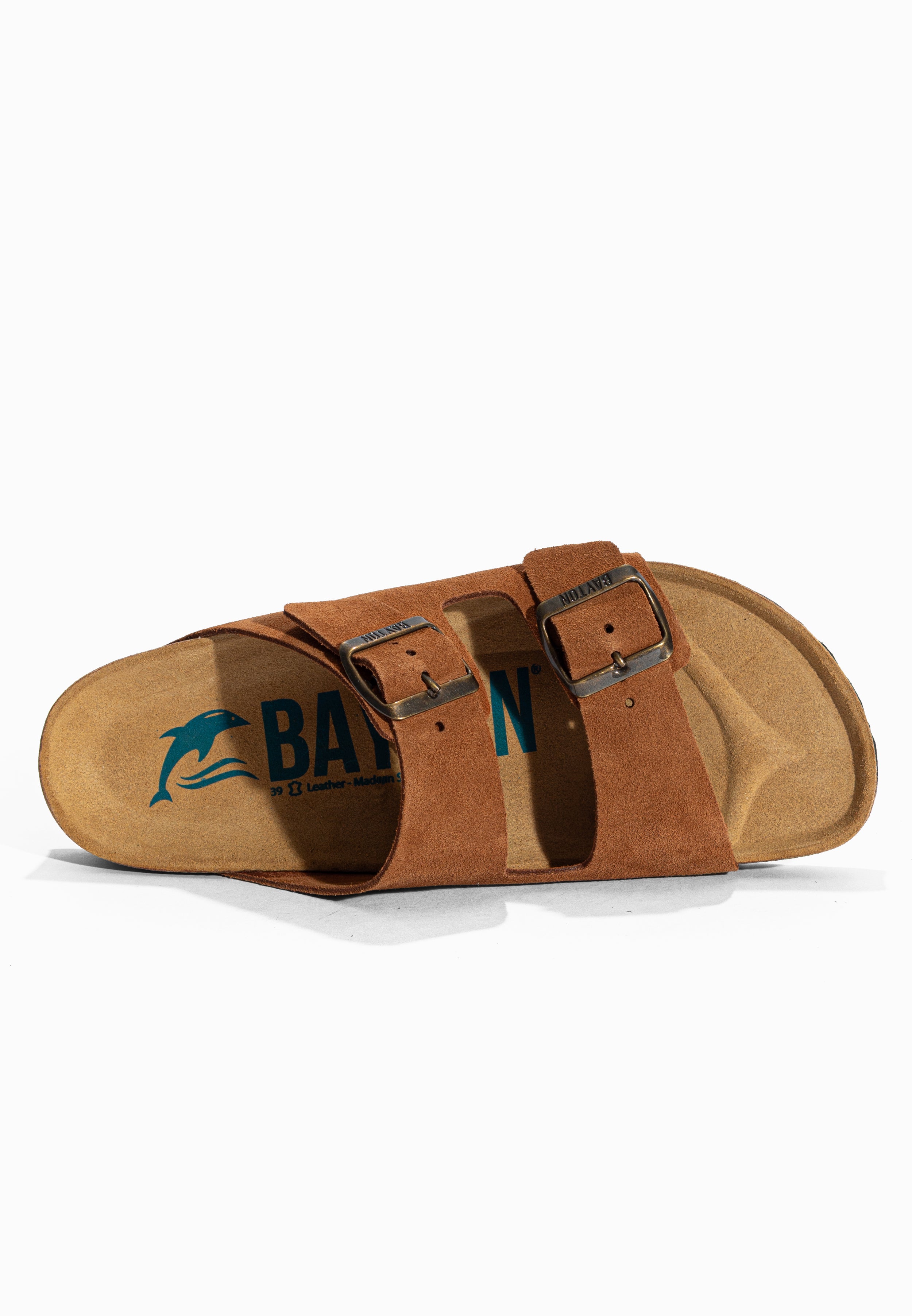 Sandales 2 Brides Atlas Camel en Cuir Suédé Bayton pour Homme
