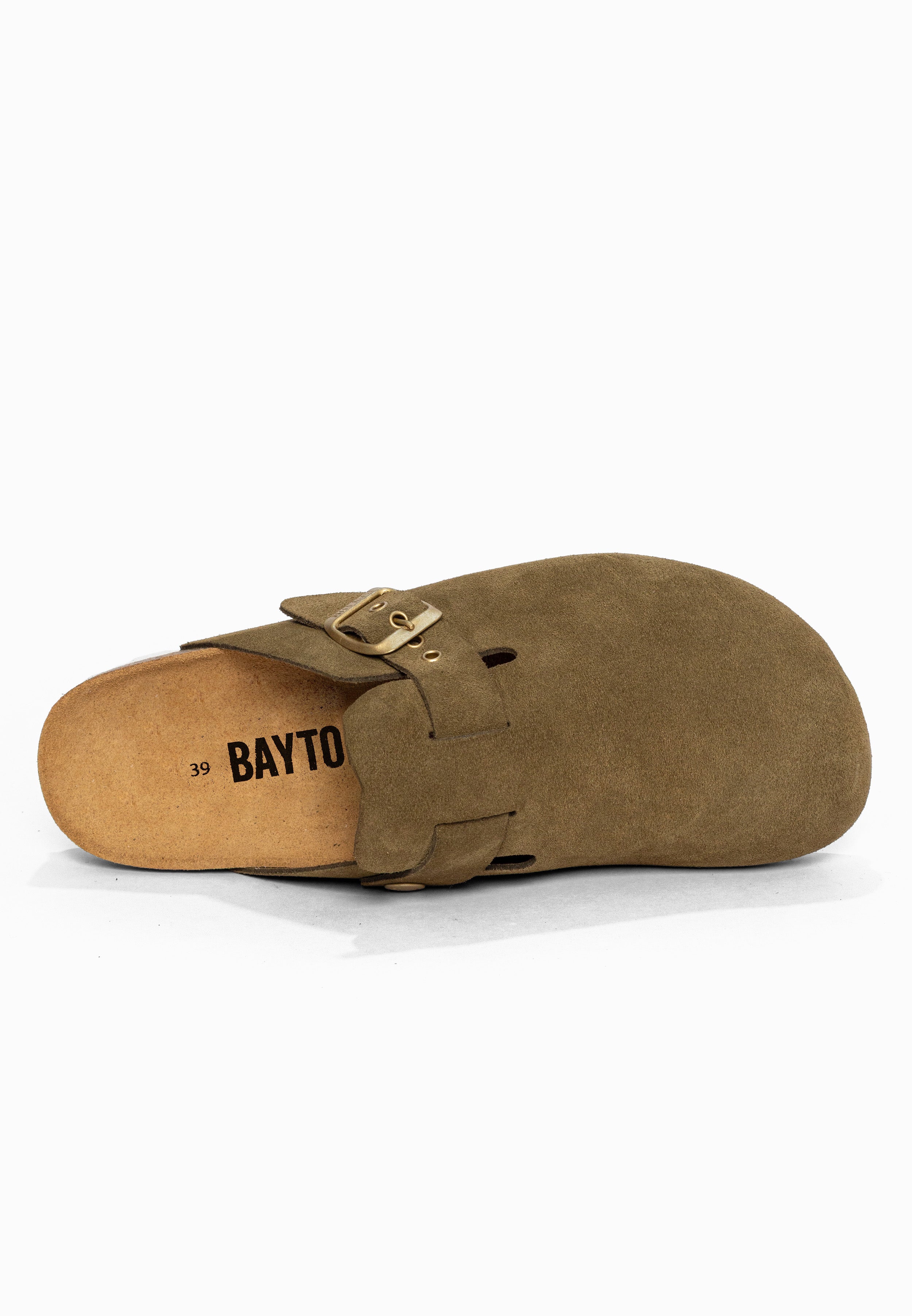 Sabots Milky Kaki en Cuir Suédé Bayton pour Femme