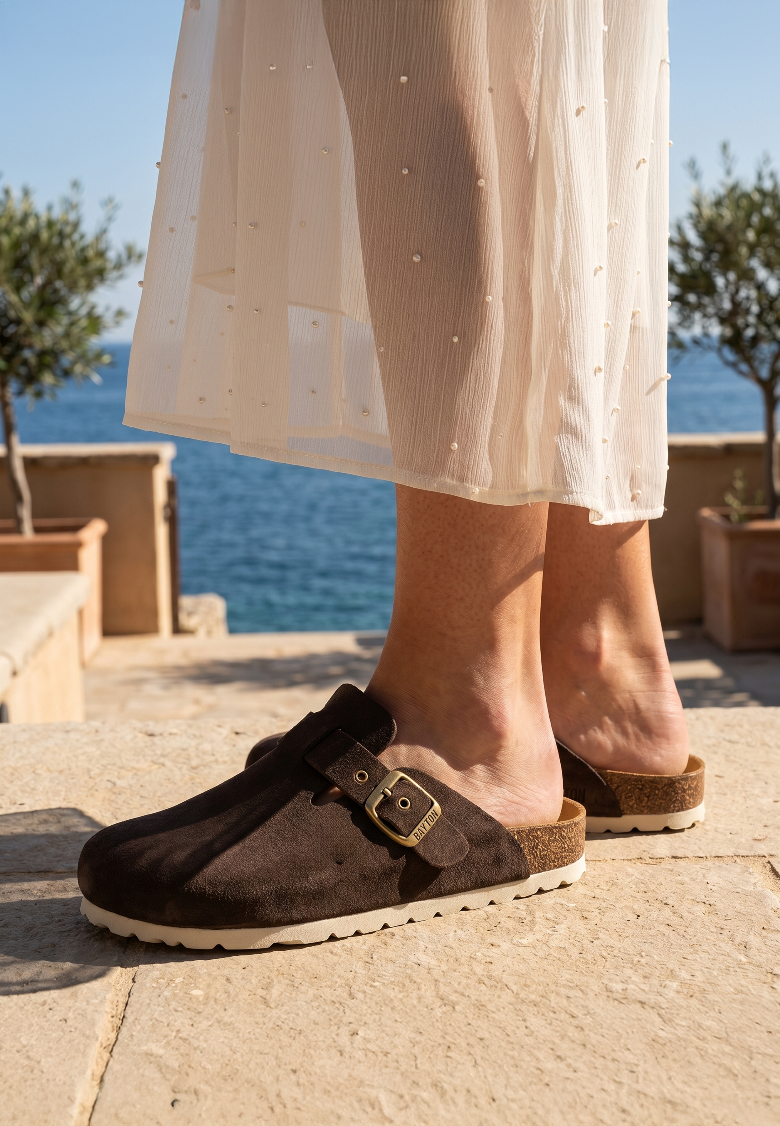 Sabots Milky Marron en Cuir Suédé