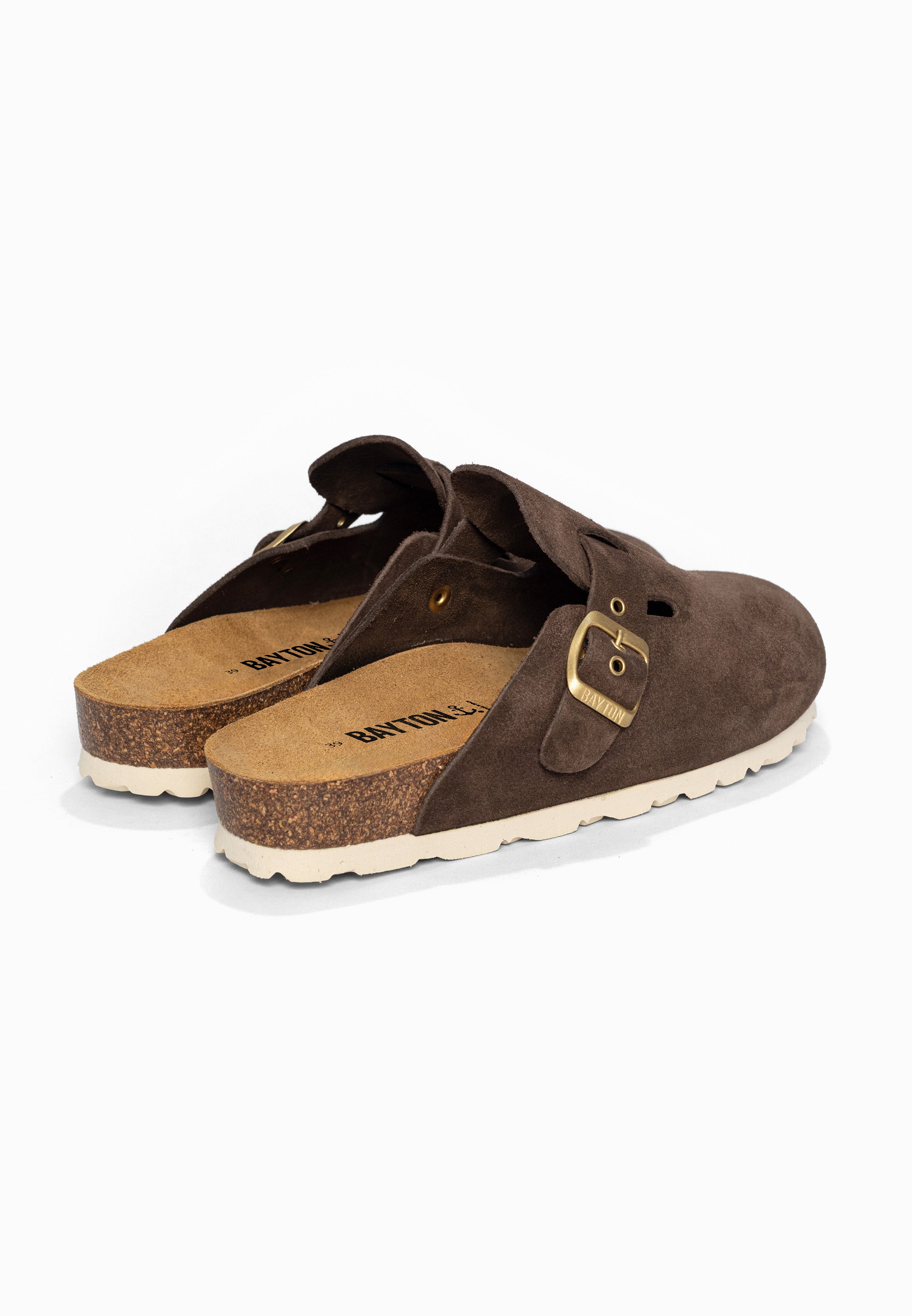 Sabots Milky Marron en Cuir Suédé Bayton pour Femme