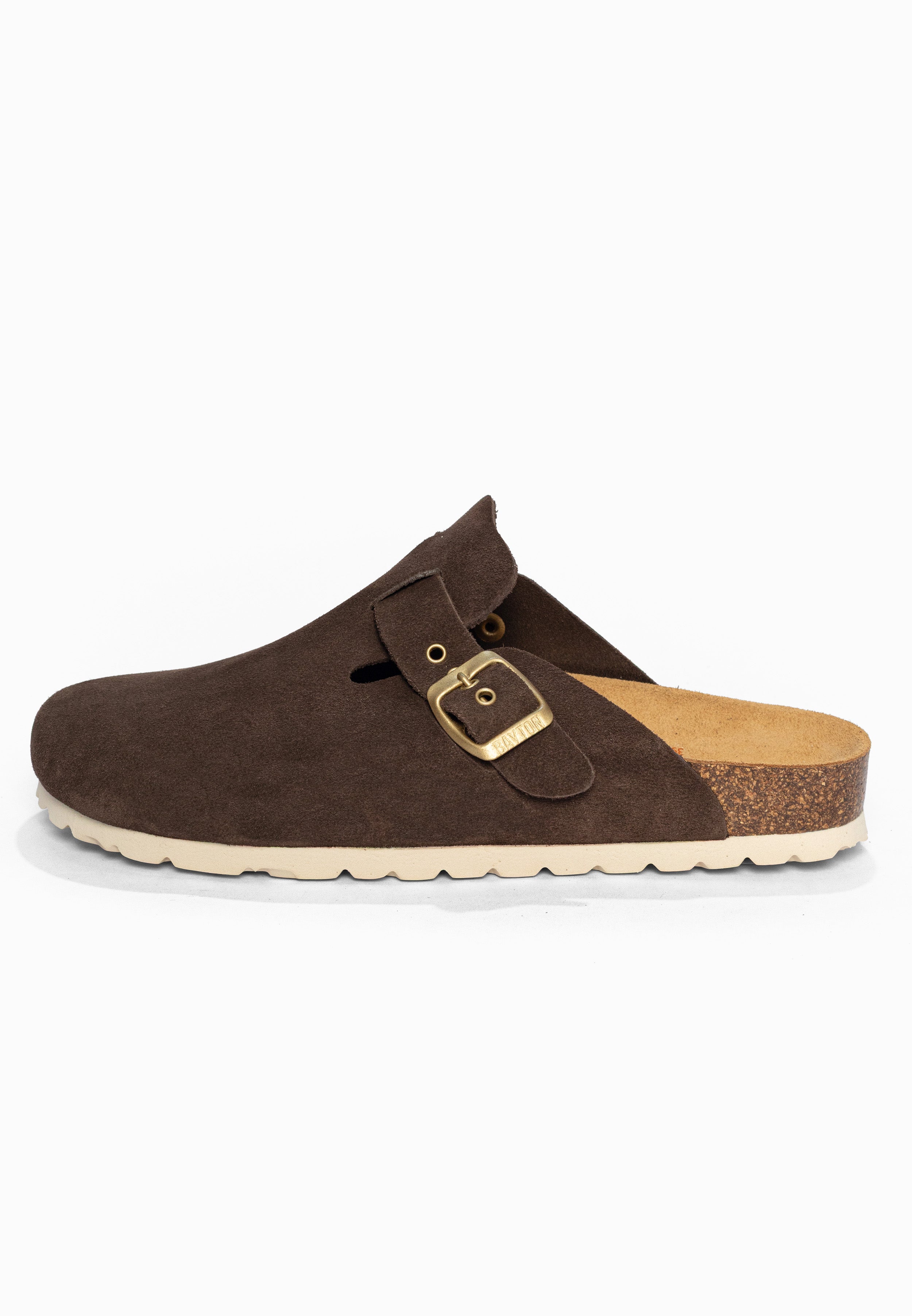Sabots Milky Marron en Cuir Suédé Bayton pour Femme