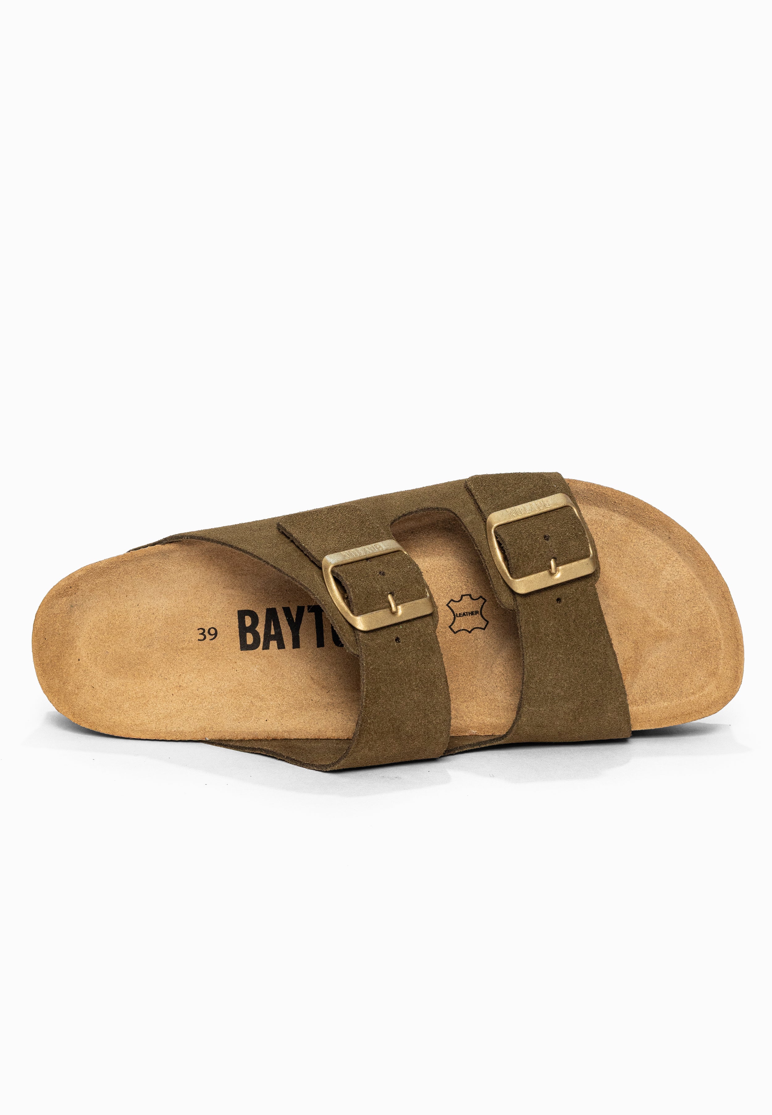 Sandales à Plateforme Japet Kaki en Cuir Suédé Bayton pour Femme