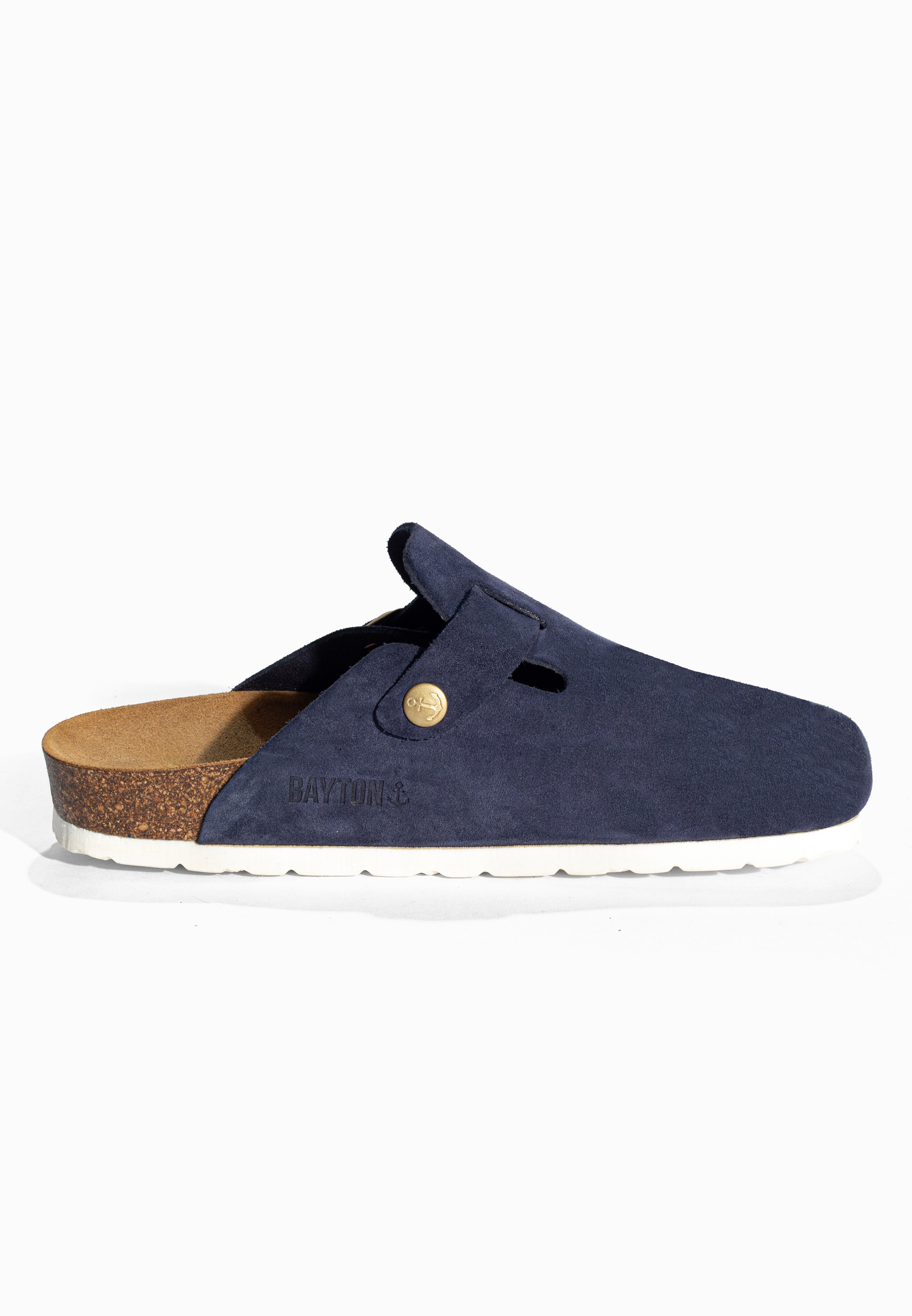 Sabots Milky Bleu marine en Cuir Suédé Bayton pour Femme