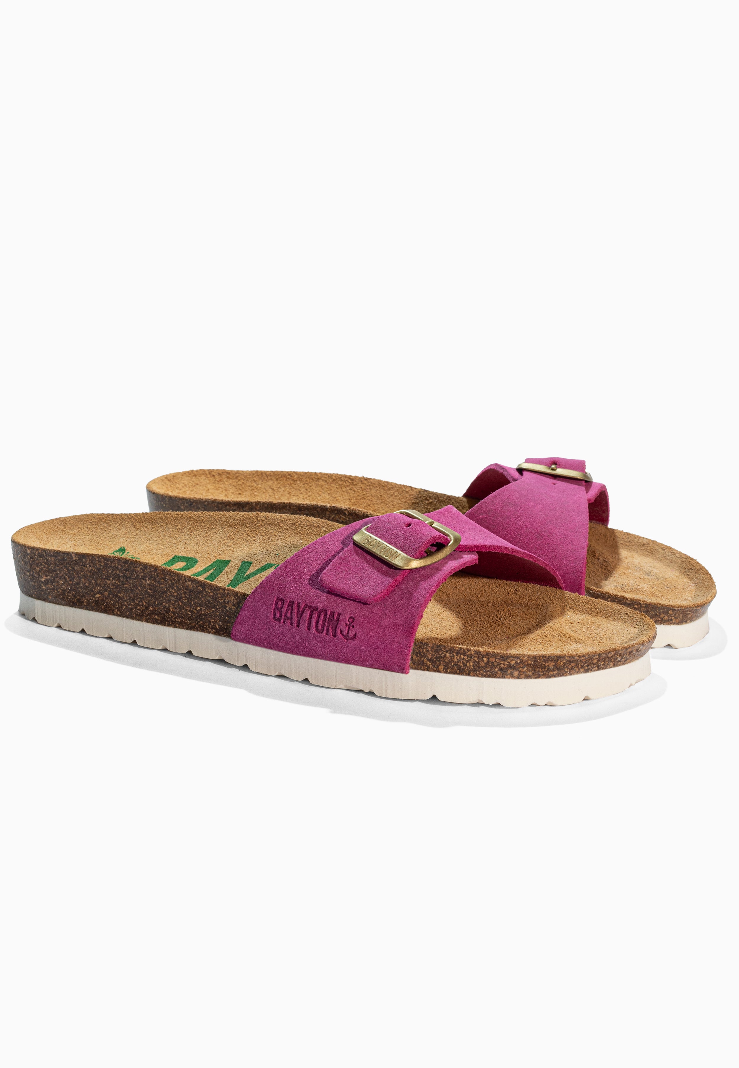 Sandales 1 Bride Zephyr Fuschia en Cuir Suédé Bayton pour Femme