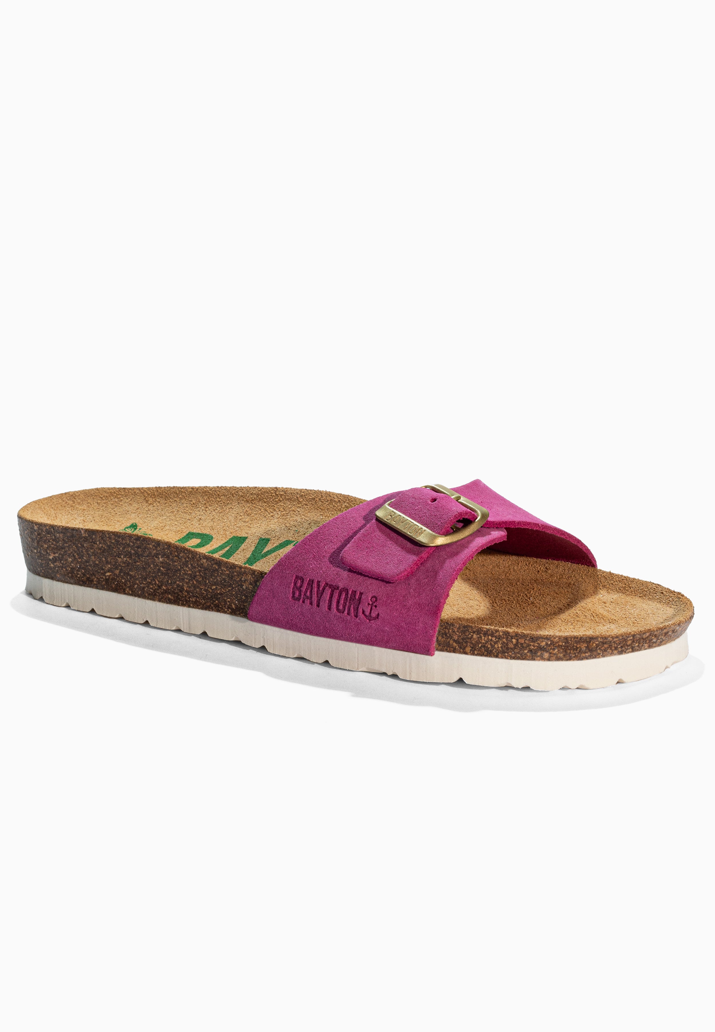 Sandales 1 Bride Zephyr Fuschia en Cuir Suédé Bayton pour Femme