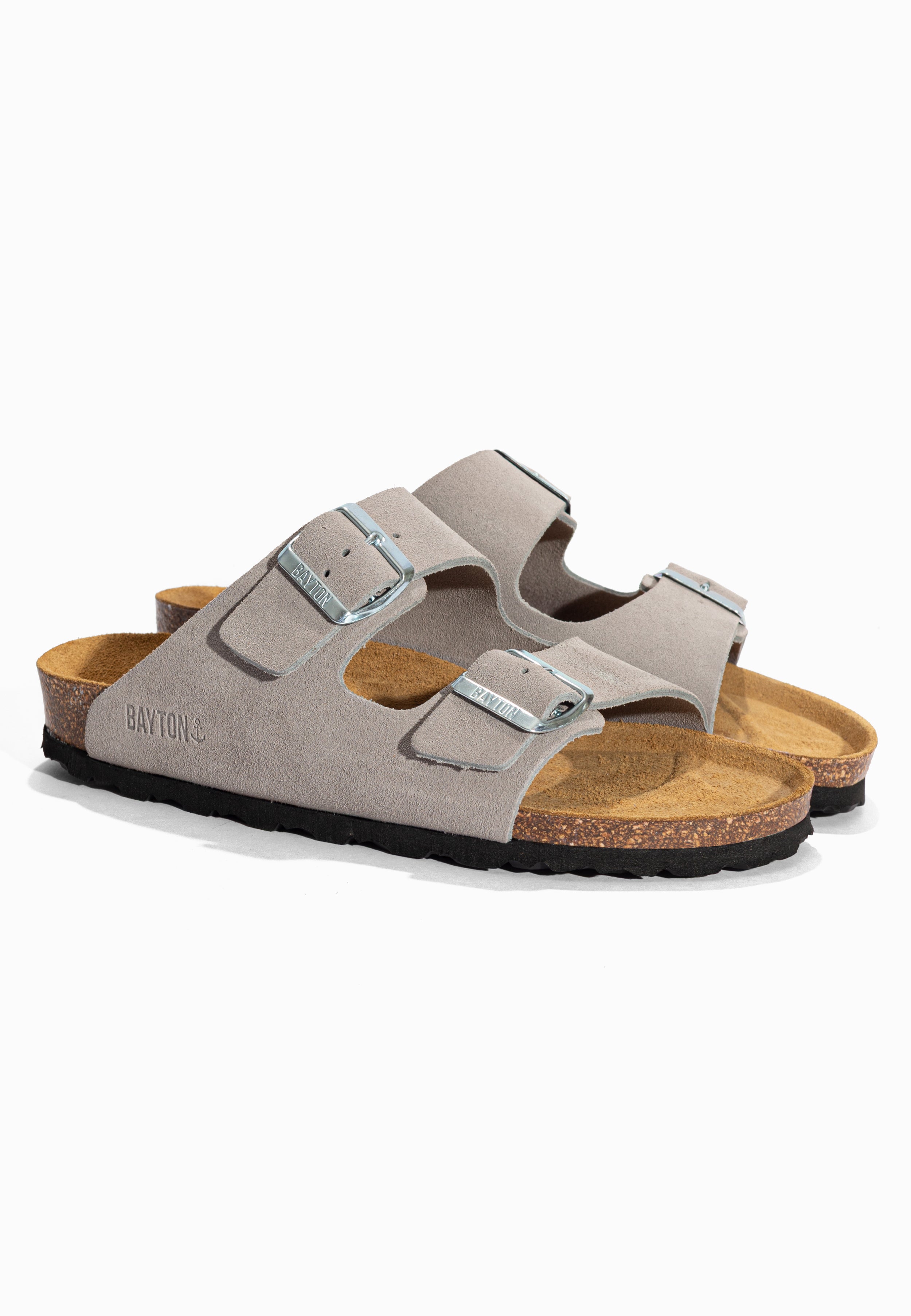 Sandales 2 Brides Atlas Gris en Cuir Suédé Bayton pour Homme