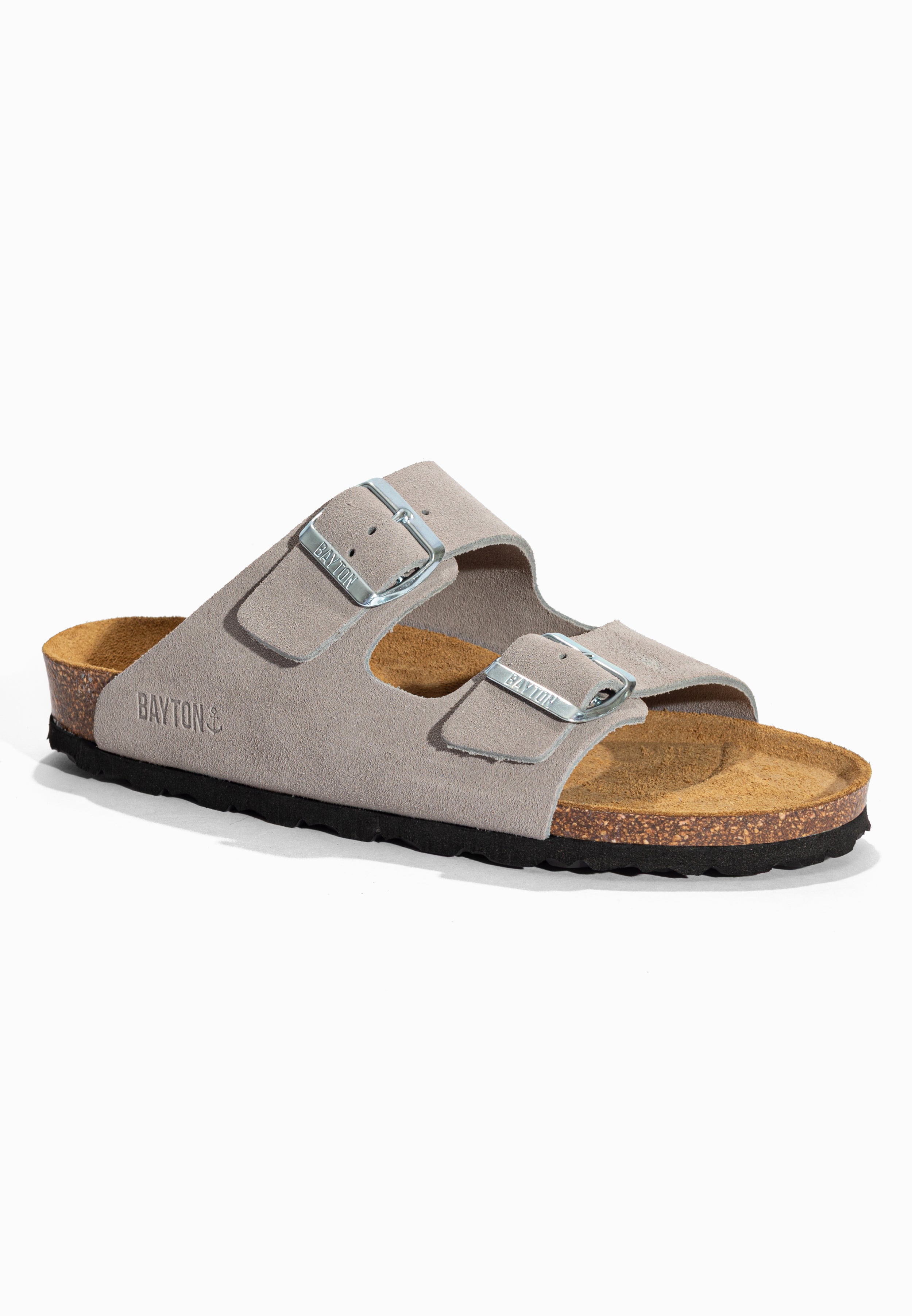 Sandales 2 Brides Atlas Gris en Cuir Suédé Bayton pour Homme