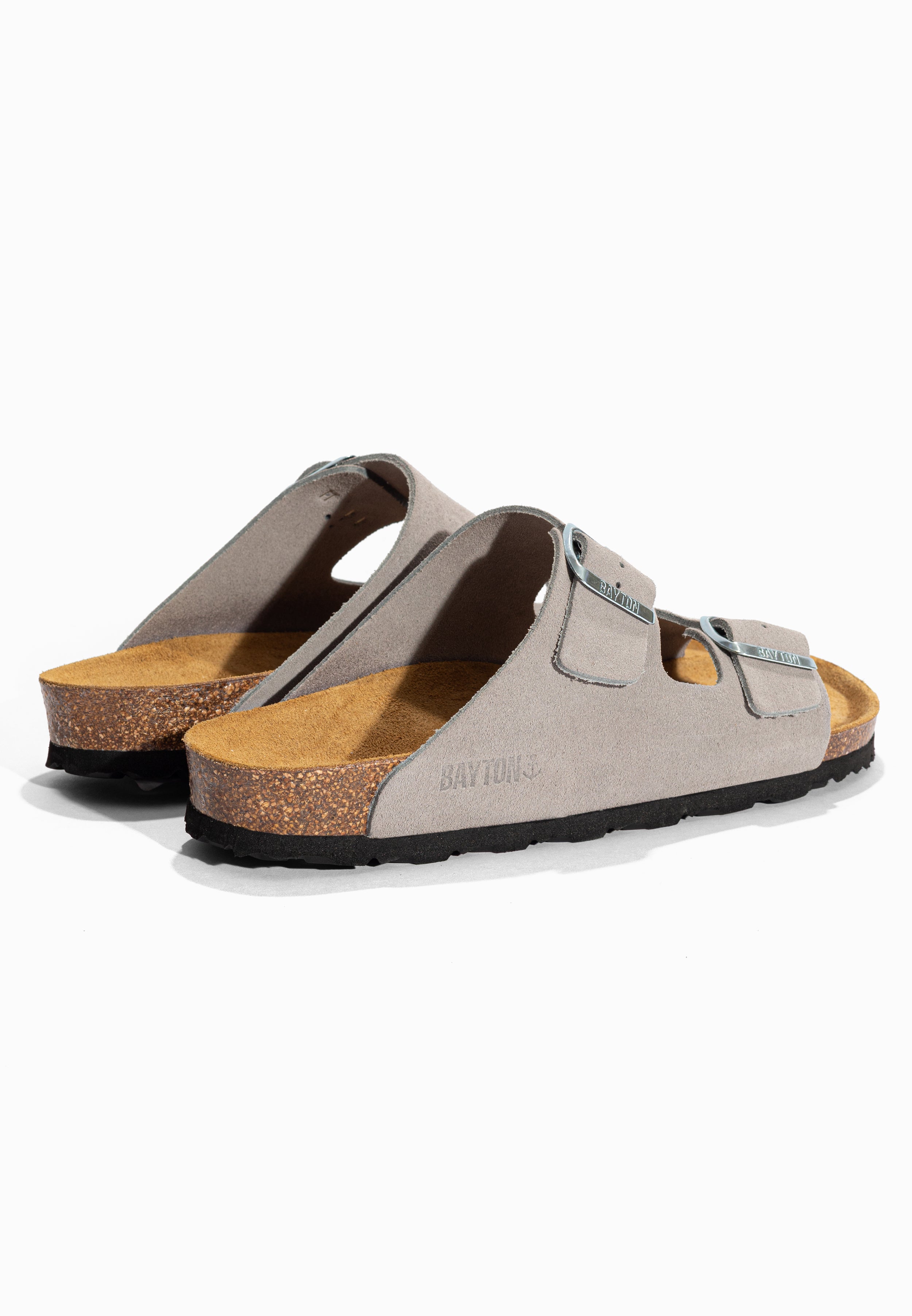 Sandales 2 Brides Atlas Gris en Cuir Suédé Bayton pour Homme