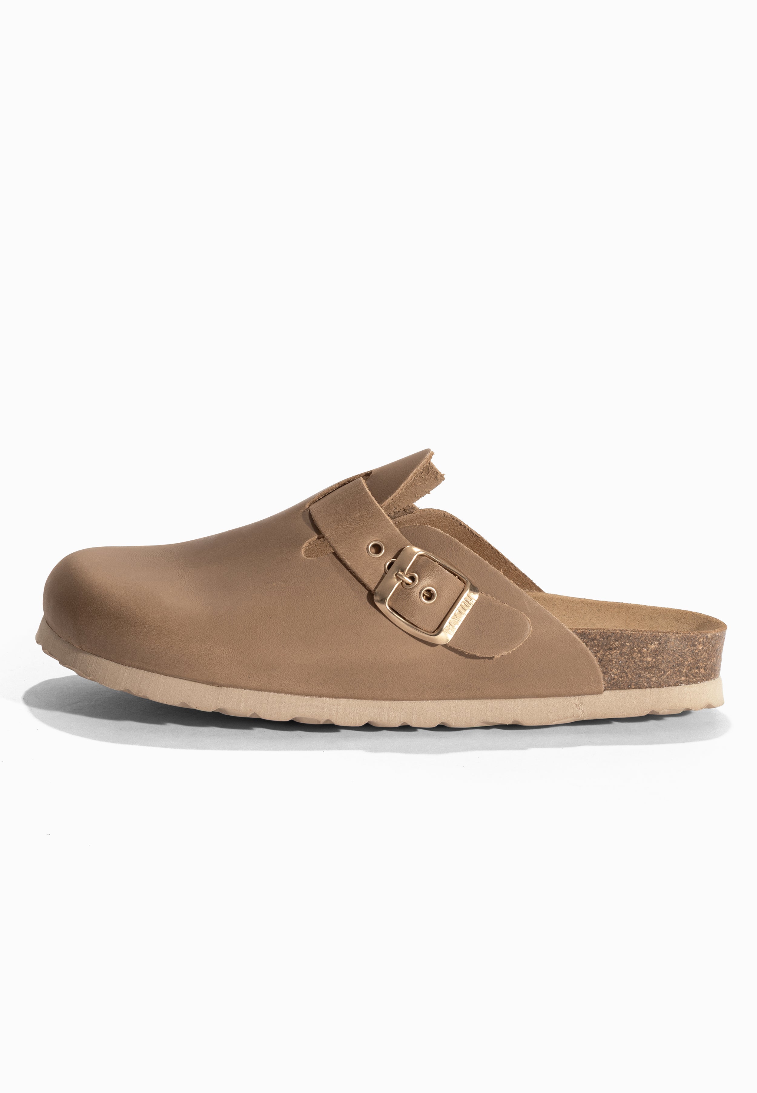 Sabots Milky Taupe en Cuir Huilé Bayton