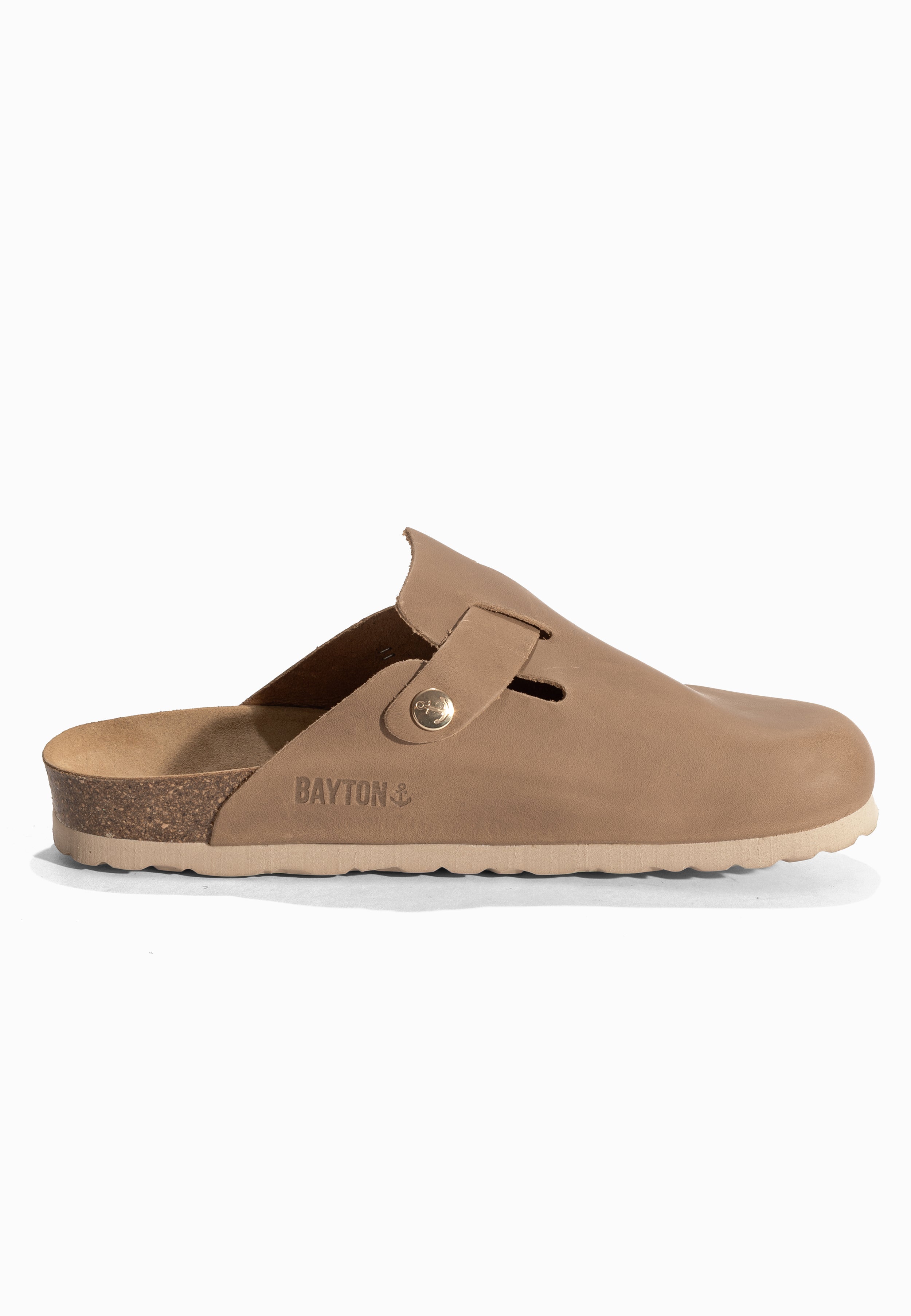 Sabots Milky Taupe en Cuir Huilé Bayton
