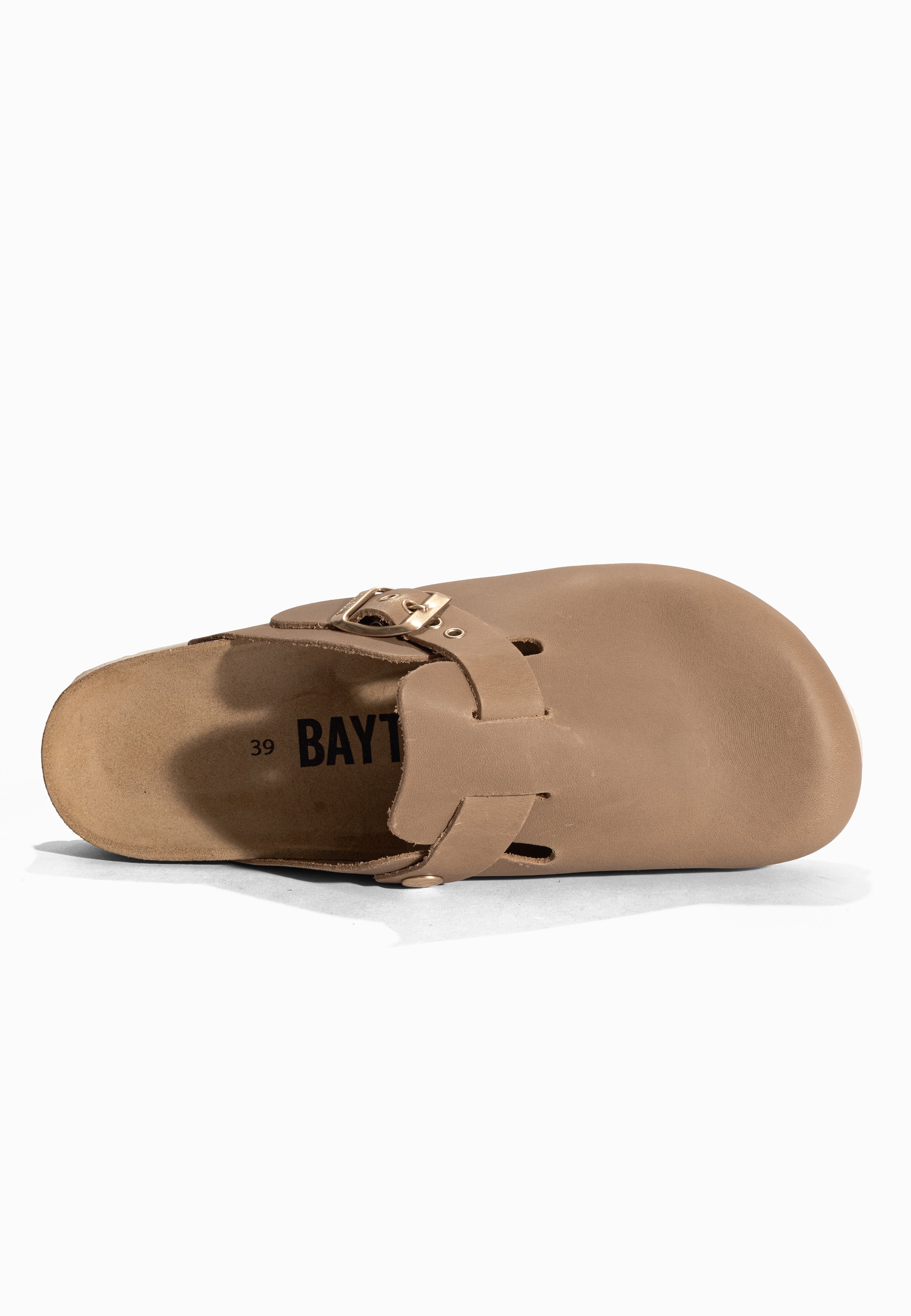 Sabots Milky Taupe en Cuir Huilé Bayton