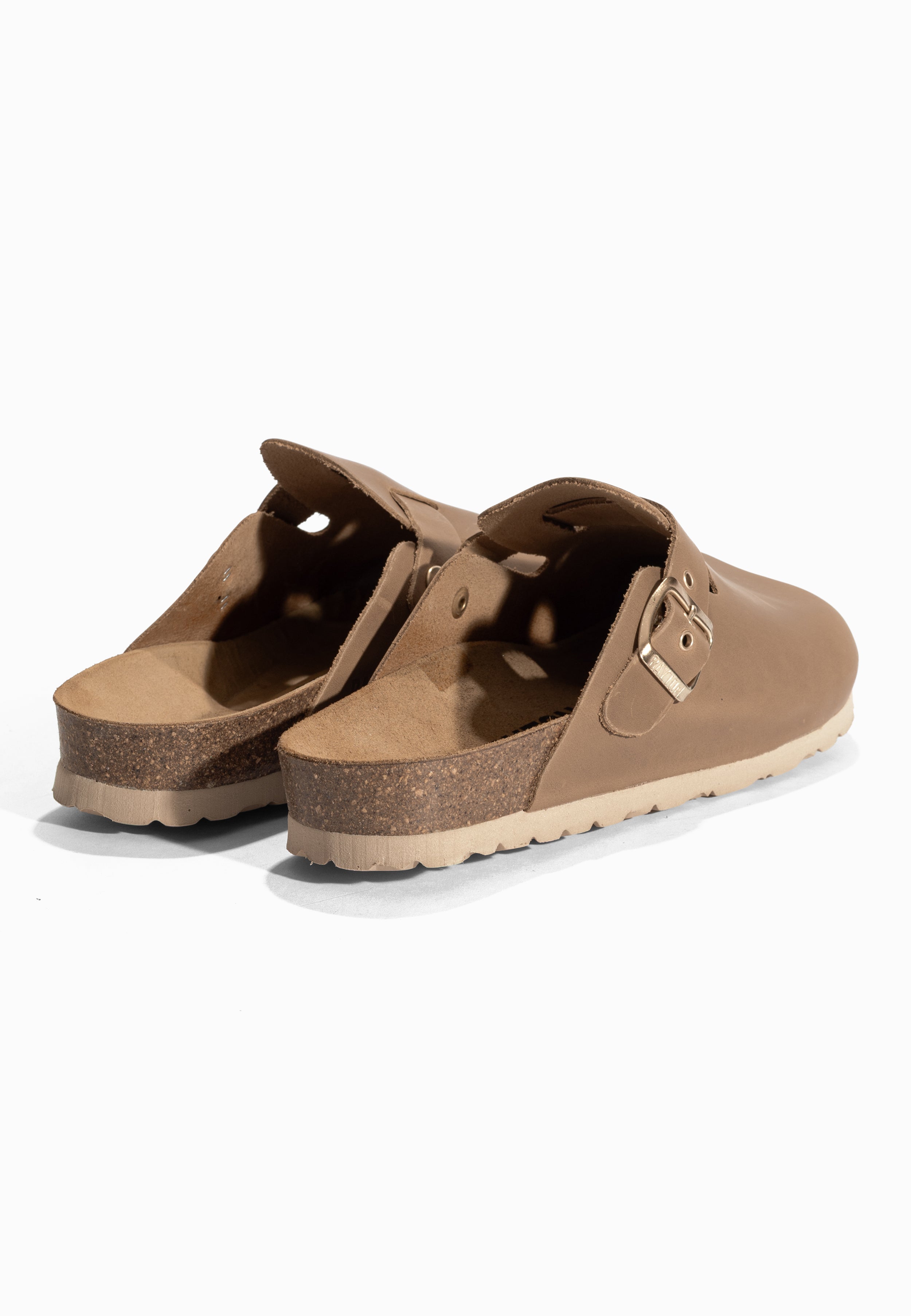 Sabots Milky Taupe en Cuir Huilé Bayton