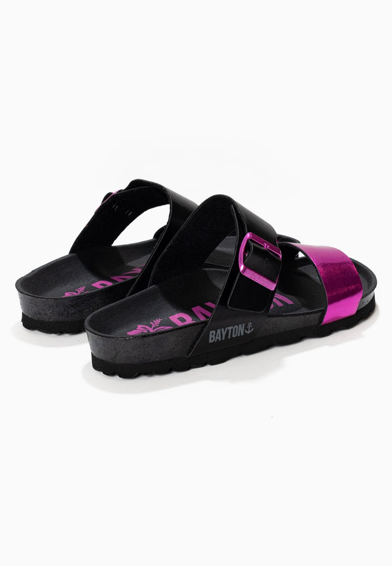 Sandalias Valence Negro y Fucsia