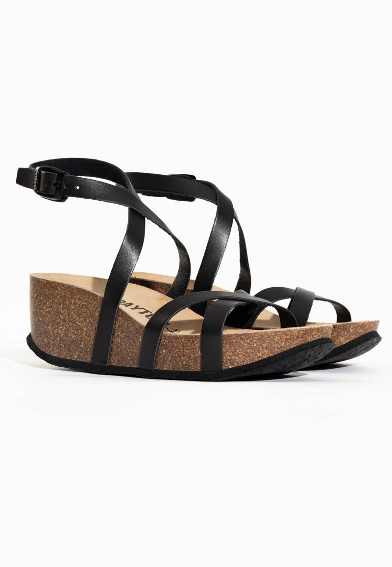 Sandalias Asteria De Cuña Y Semicuña Negro