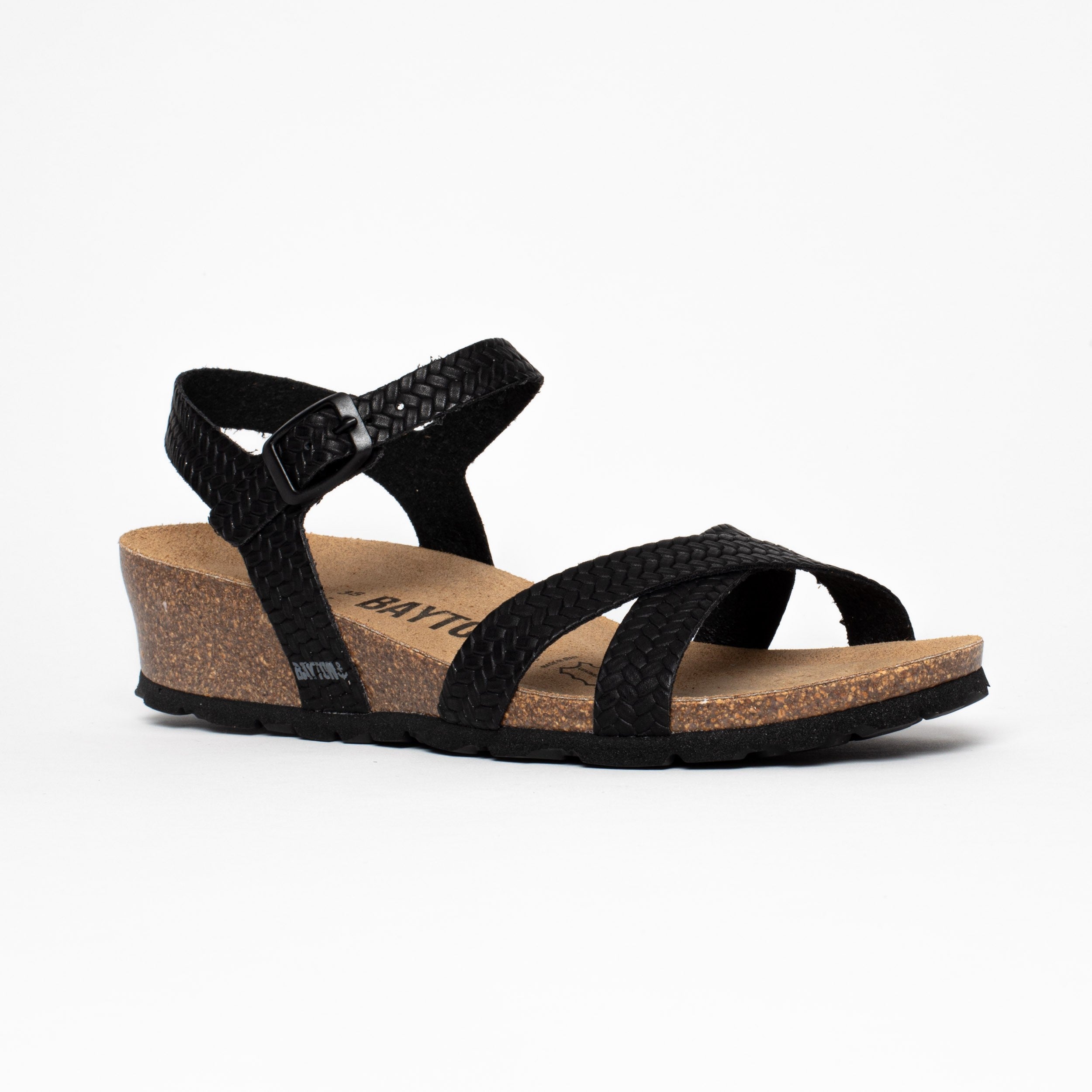Canberra Sandalias Negras De Cuña Y Semicuña