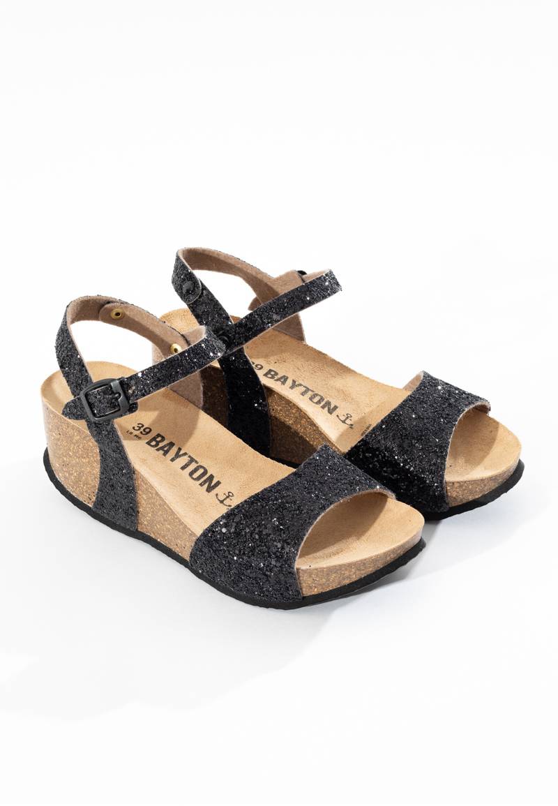 Sandalias Maya Cuña Y Semicuña Negro