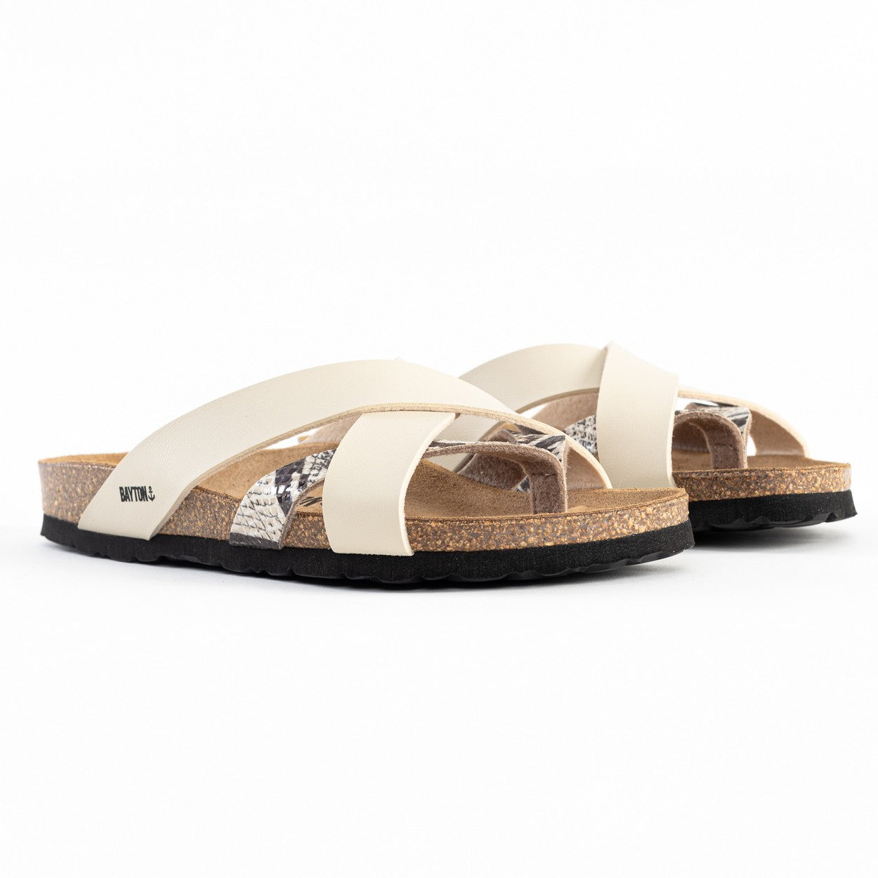 Sandalias Alava Multinovias Beige Y Pitón