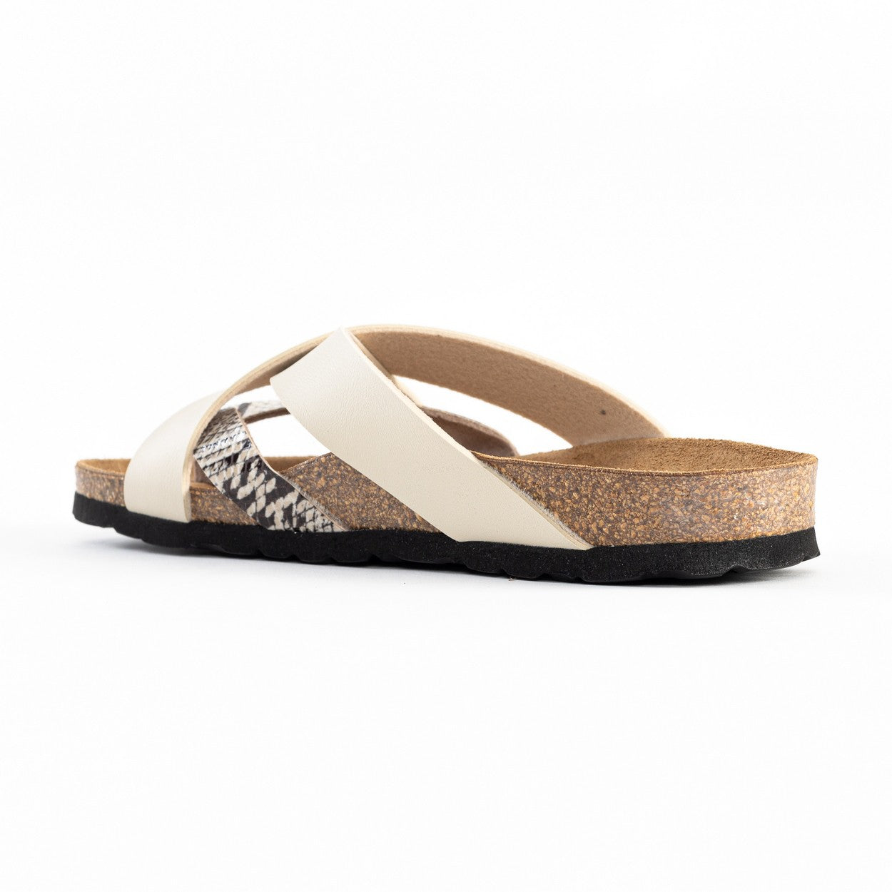 Sandalias Alava Multinovias Beige Y Pitón