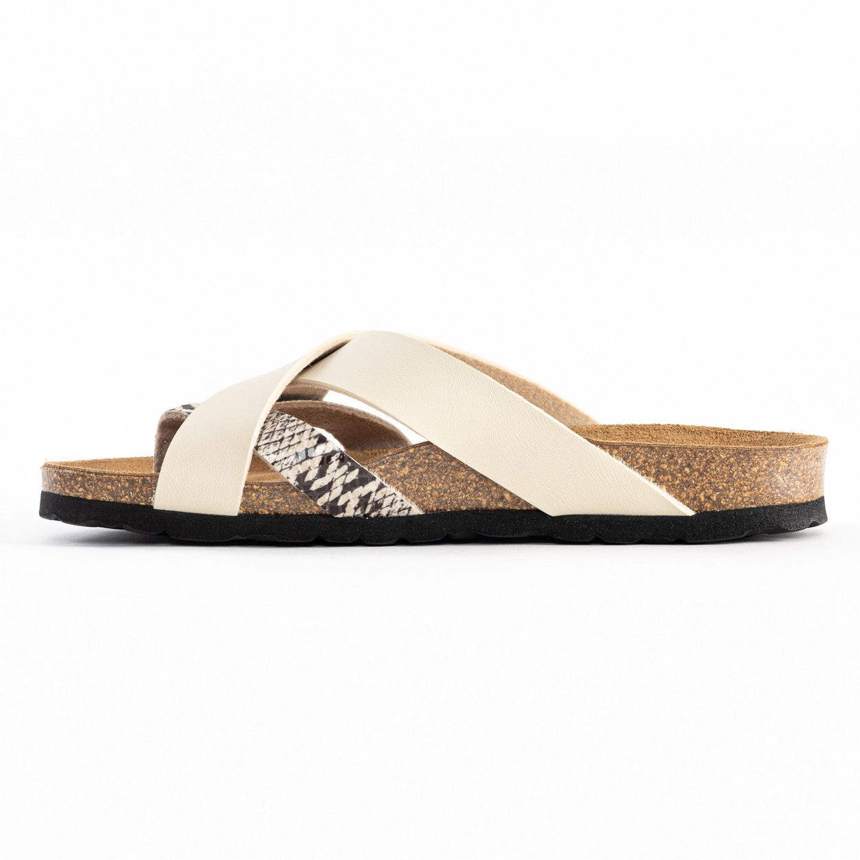 Sandalias Alava Multinovias Beige Y Pitón