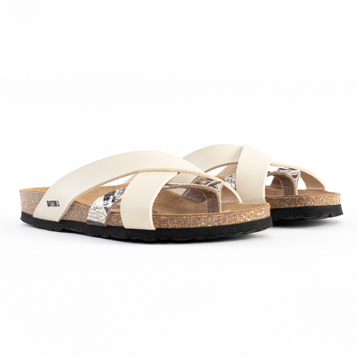 Sandalias Alava Multinovias Beige Y Pitón