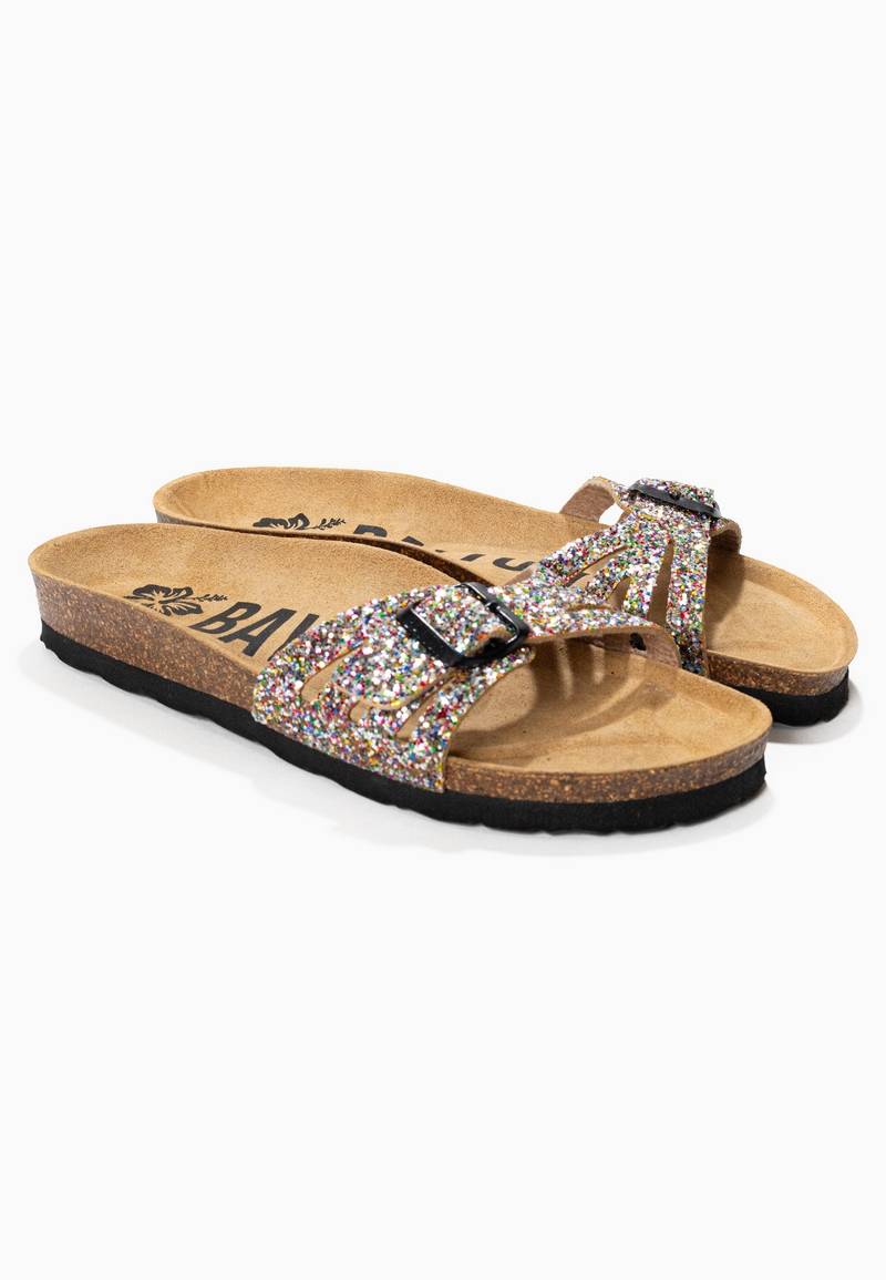 Athena Multicolored Glitter 1 Strap Sandals