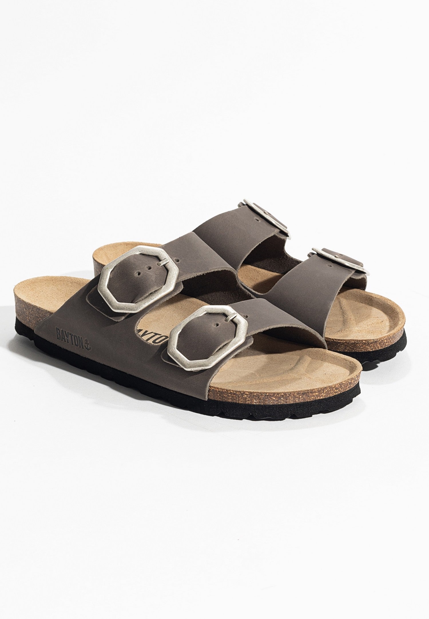 Sandales-2-Brides-Atlas-Anthracite-100%-Cuir-Bayton-femme
