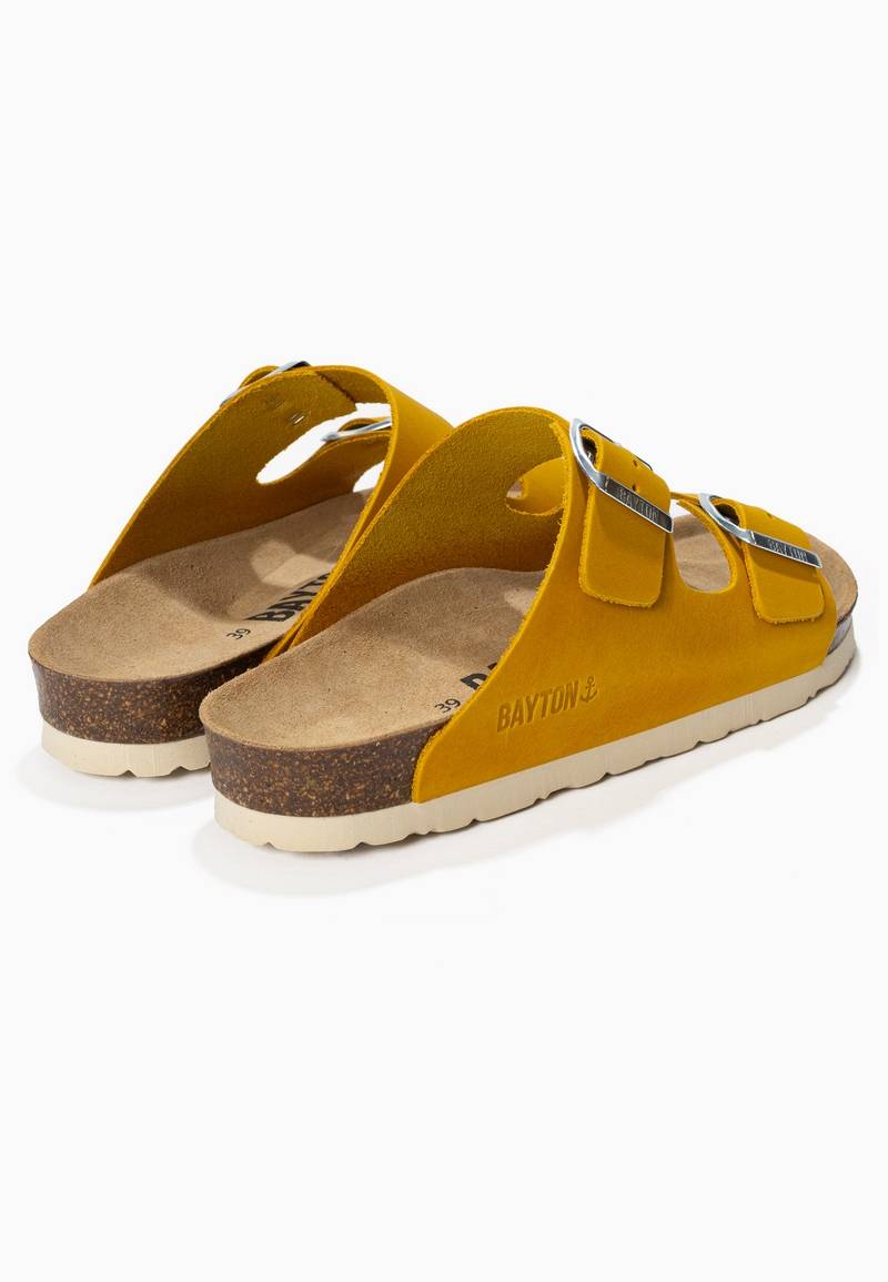 Sandales-2-Brides-Atlas-Jaune-100%-Cuir-Bayton-femme