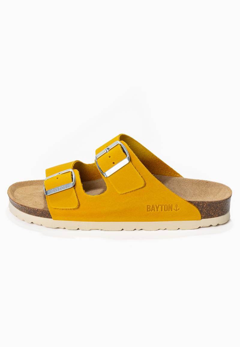Sandales-2-Brides-Atlas-Jaune-100%-Cuir-Bayton-femme