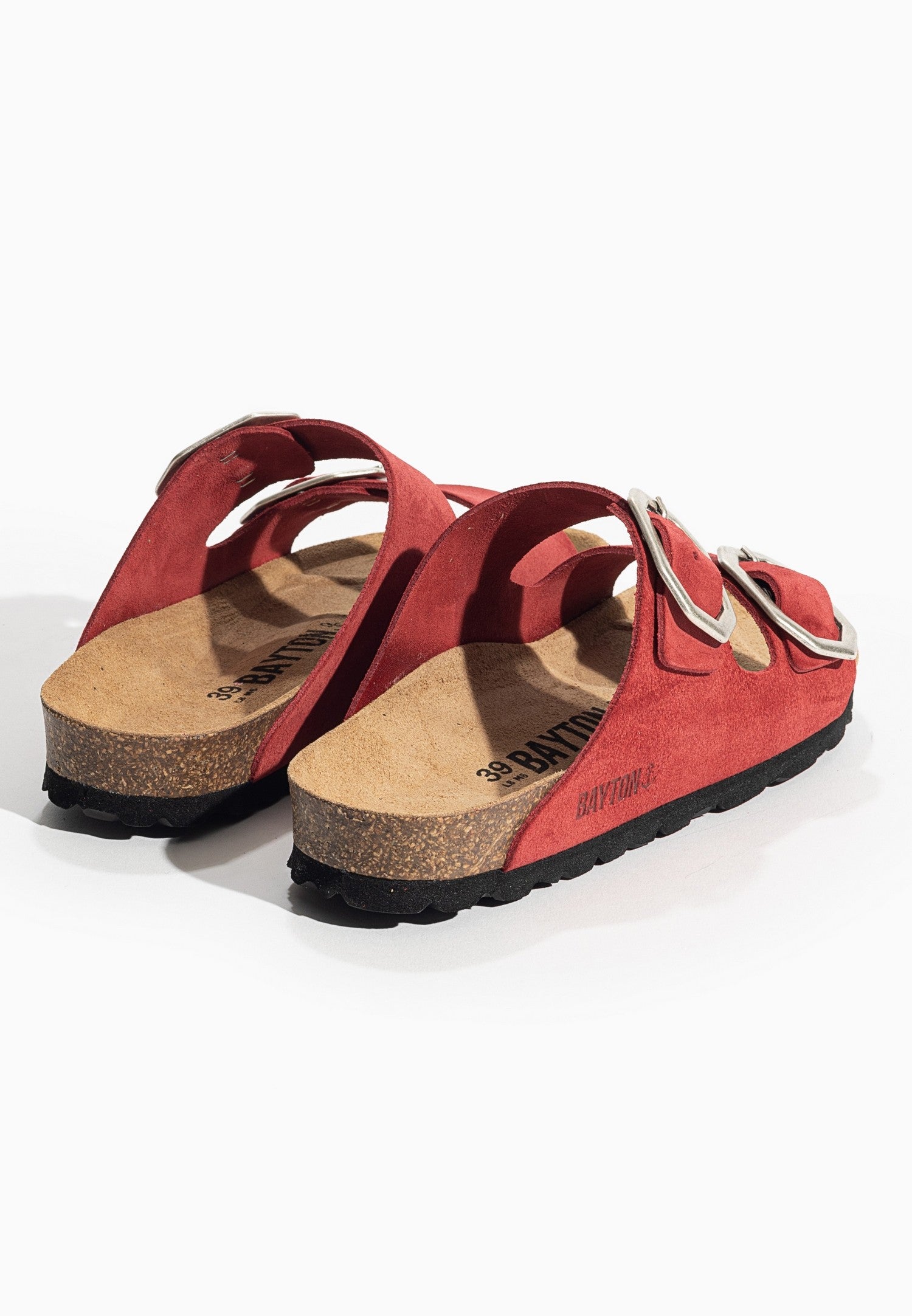 Sandales-2-Brides-Atlas-Rouge-en-Cuir-Suédé-Bayton-femme
