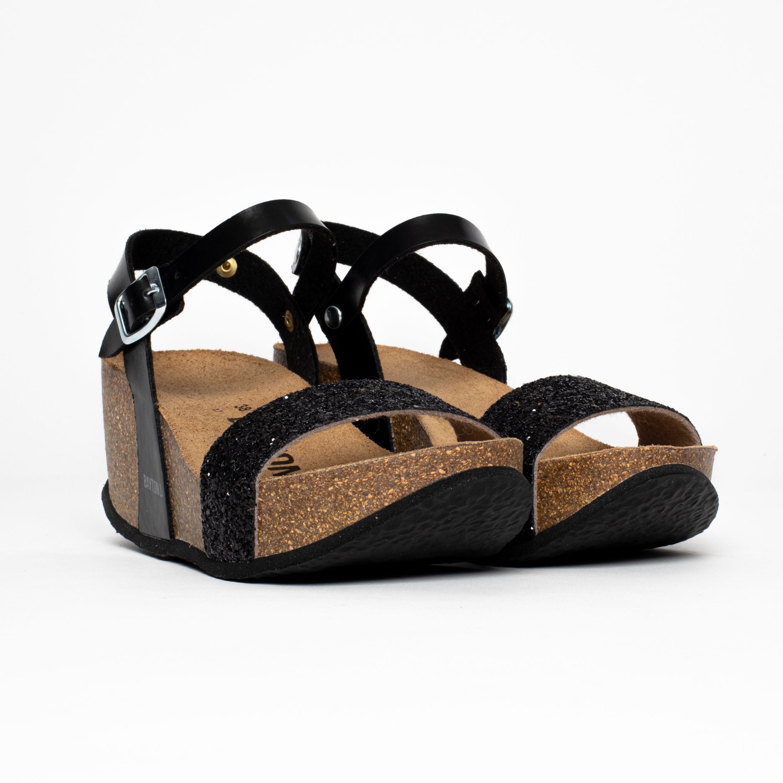 Sandalias Hyas De Cuña Y Semicuña Negro