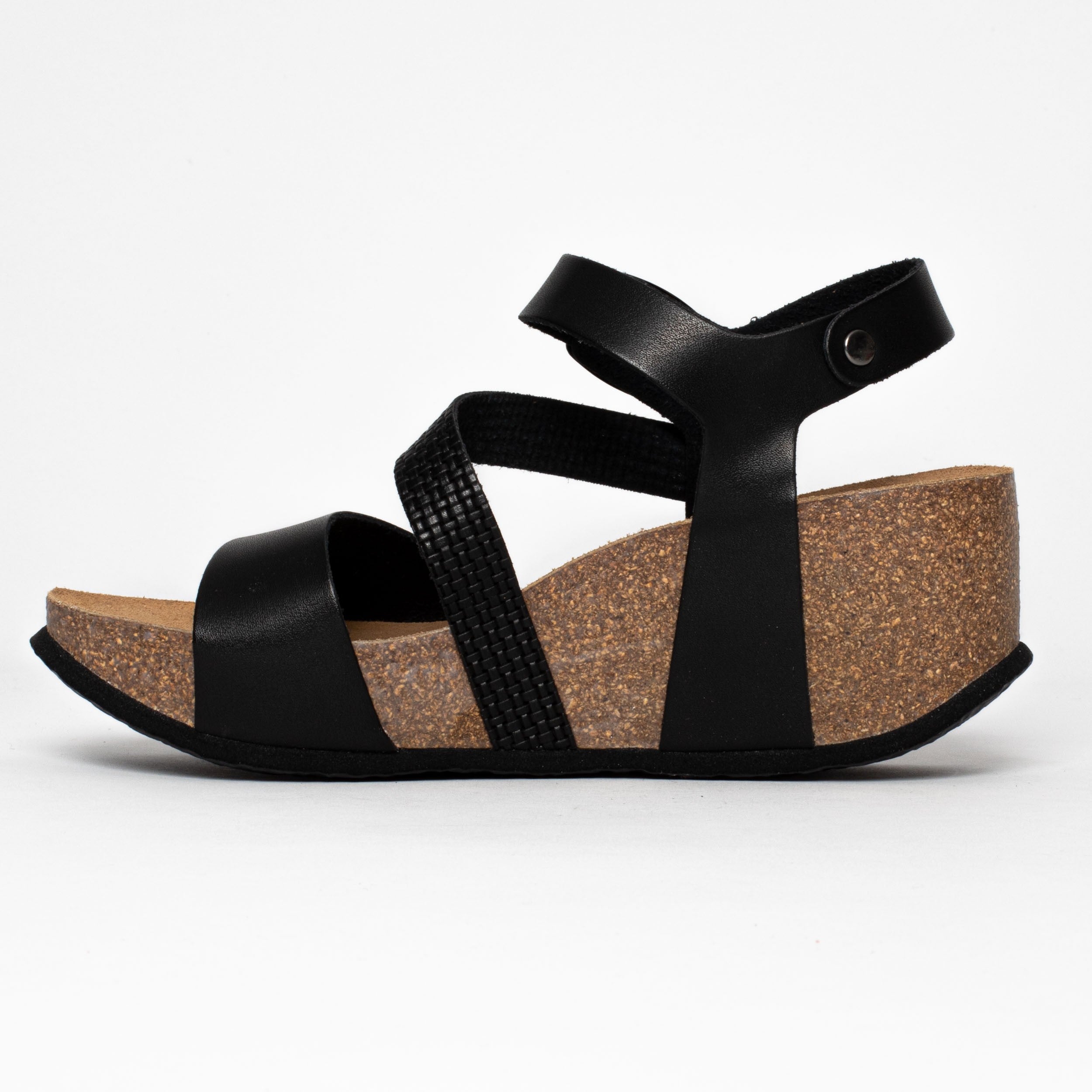 Sandalias Melilla Cuña Y Semicuña Negras