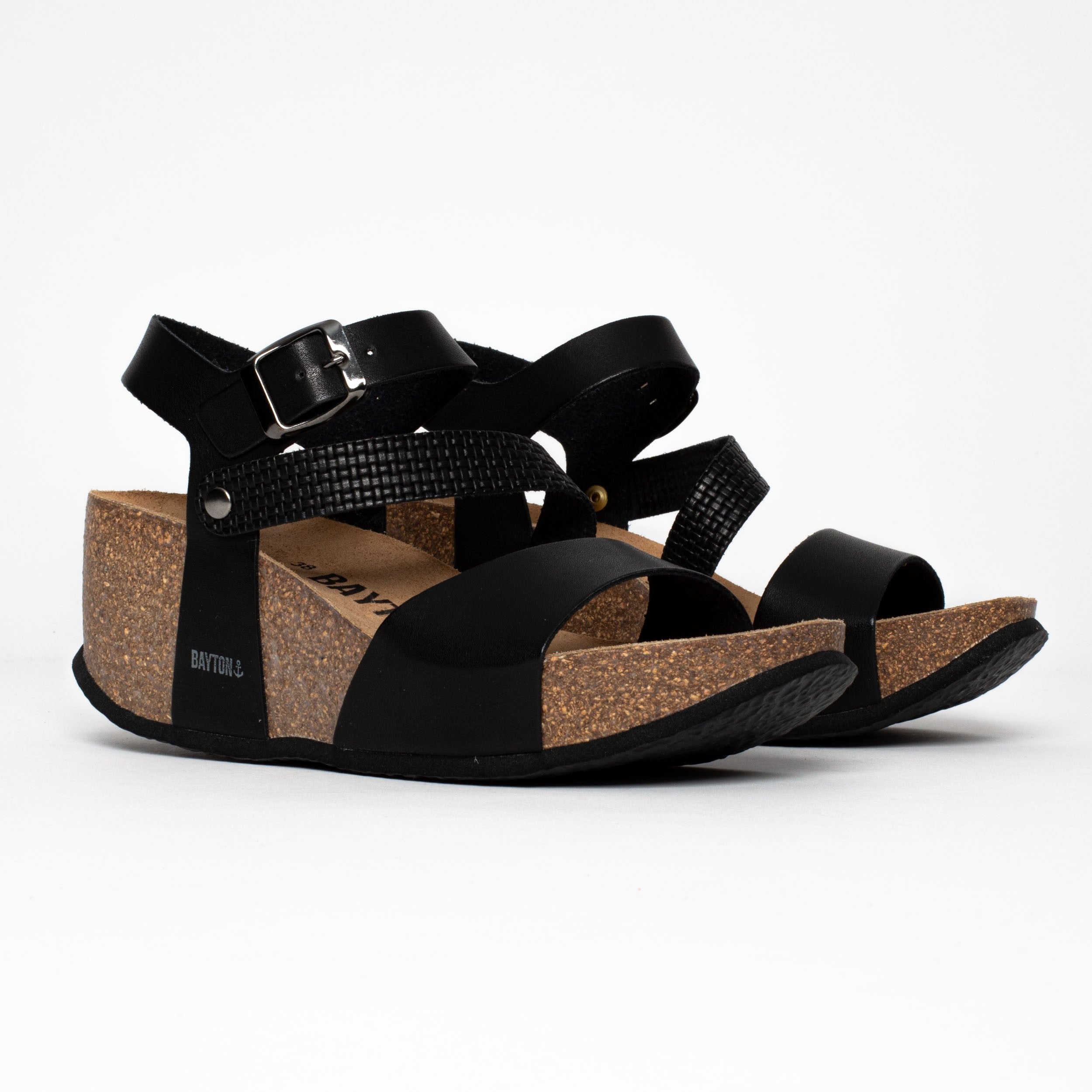Sandalias Melilla Cuña Y Semicuña Negras