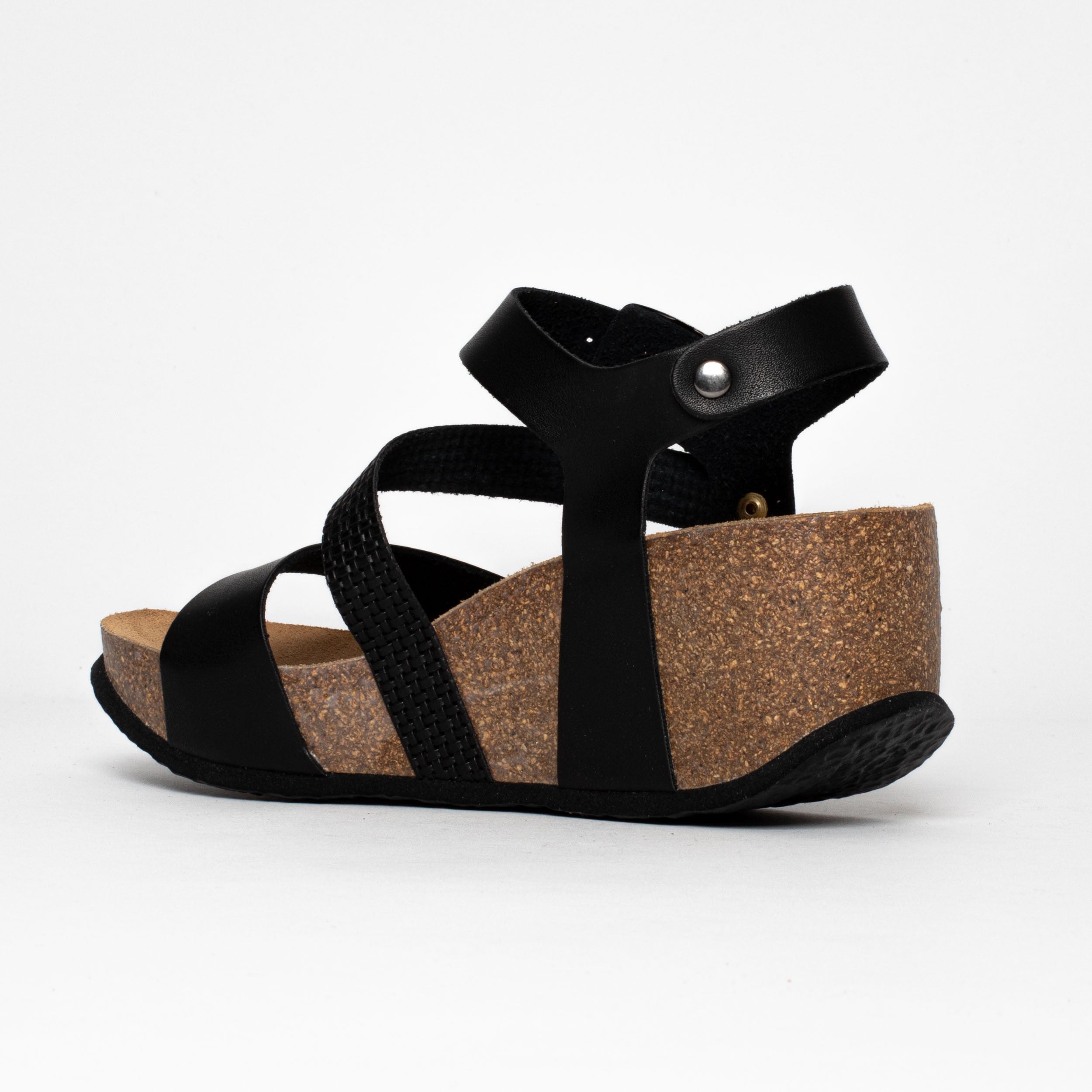 Sandalias Melilla Cuña Y Semicuña Negras