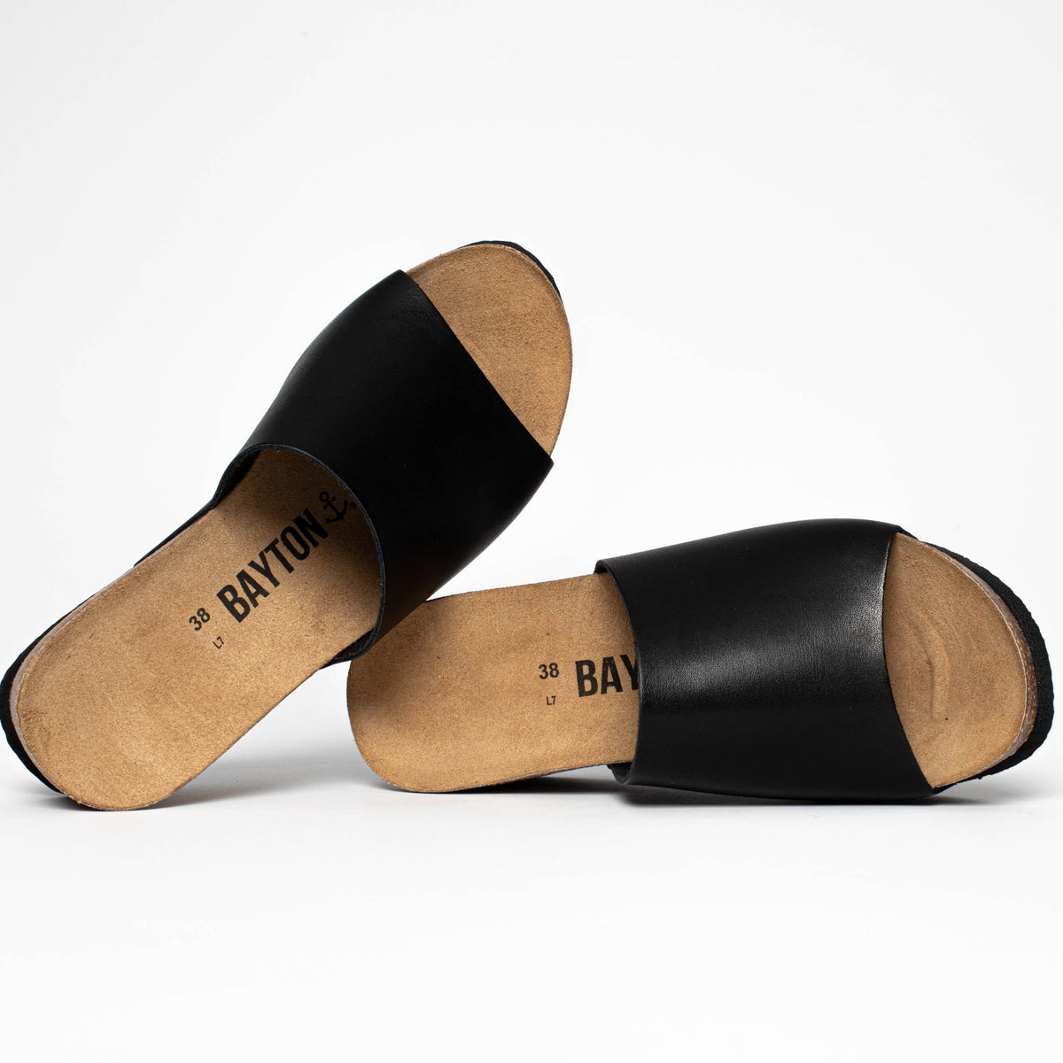 Sandales Fuerte Noir Compensées et Semi-compensées Bayton femme