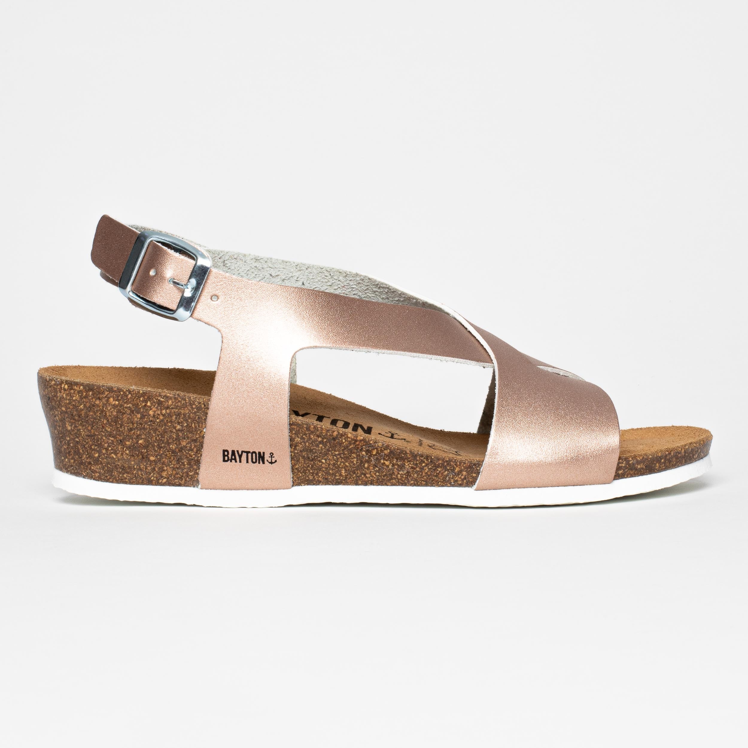 Sandalias Salamanque De Cuña Y Semicuña En Oro Rosa