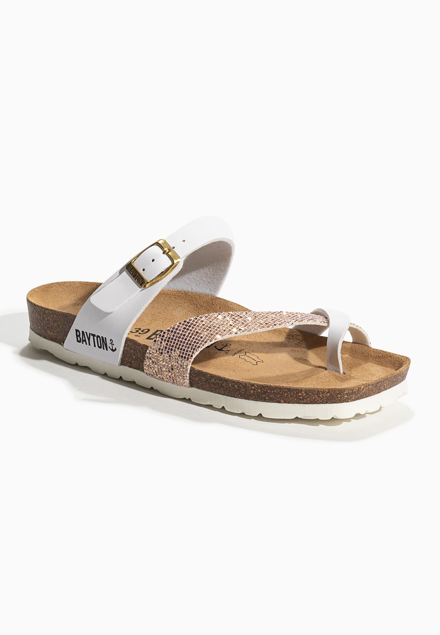 Diane White and Rose Gold Glittery Toe Post Sandals
